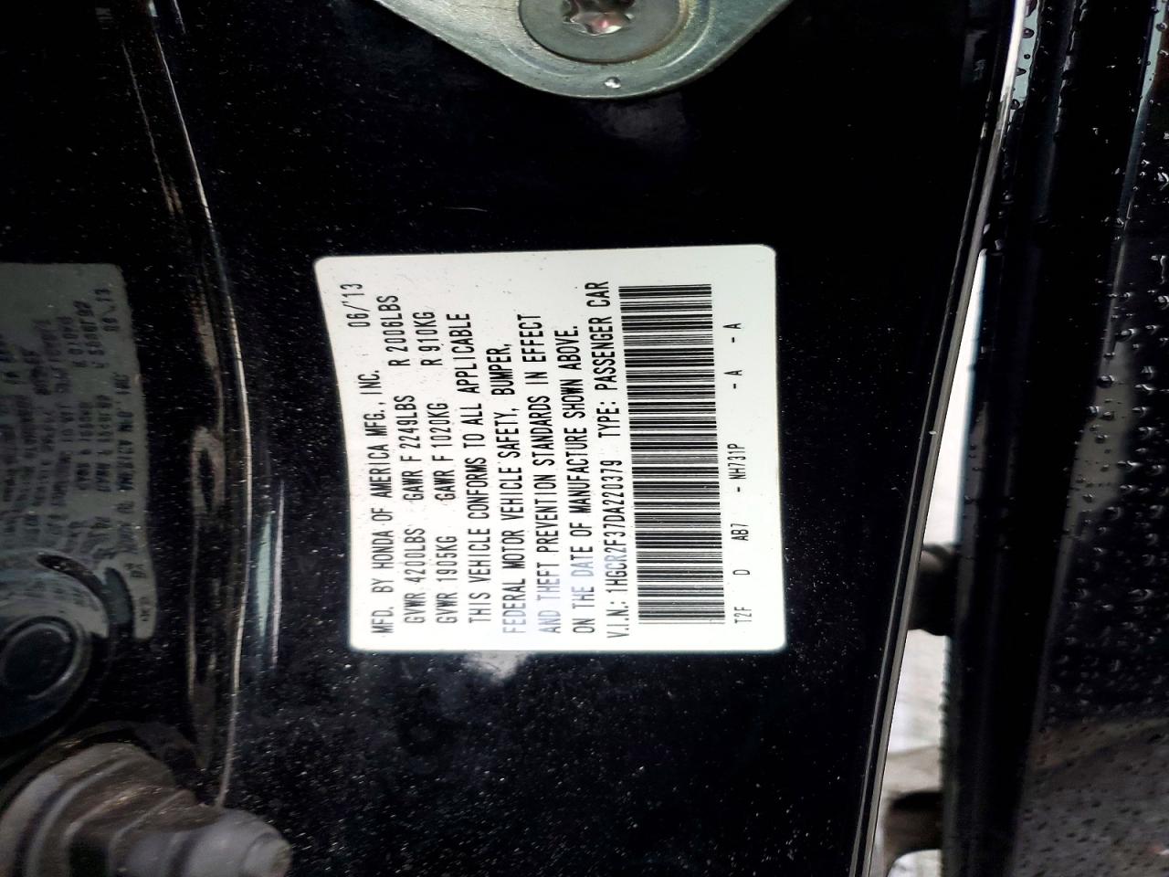 2013 Honda Accord Lx Black vin: 1HGCR2F37DA220379