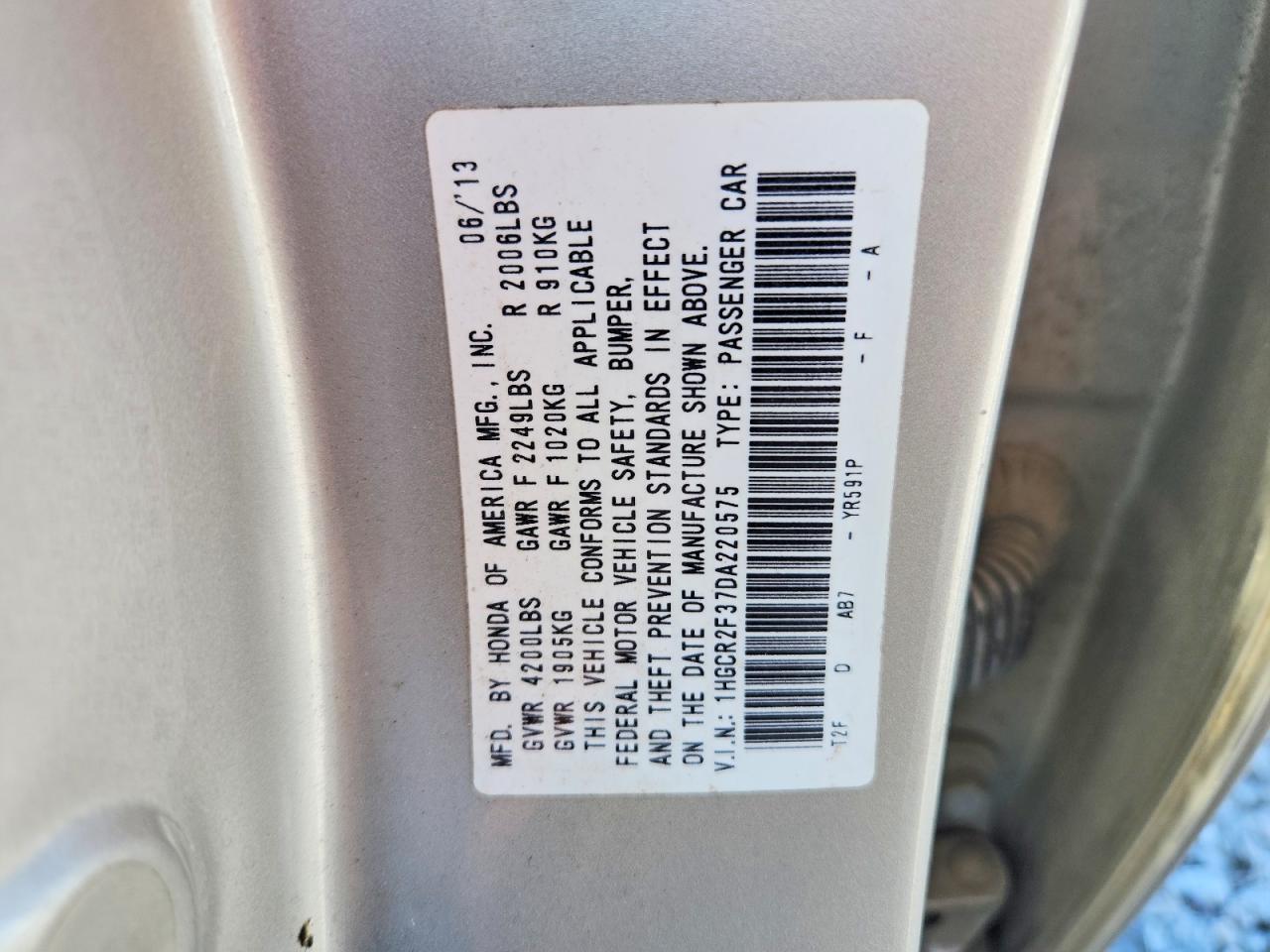 2013 Honda Accord Lx Gold vin: 1HGCR2F37DA220575