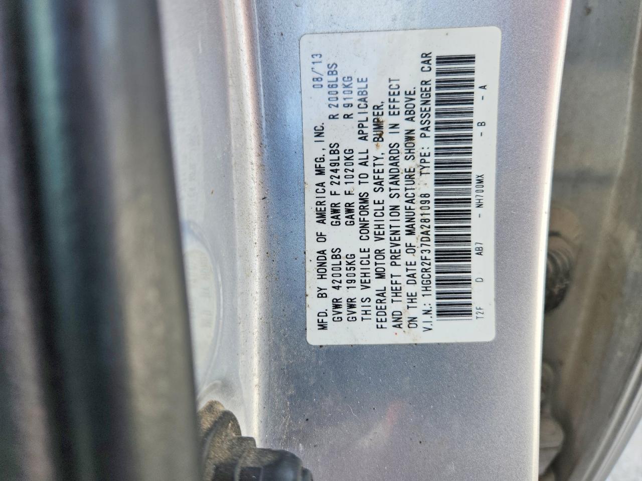 2013 Honda Accord Lx Silver vin: 1HGCR2F37DA281098