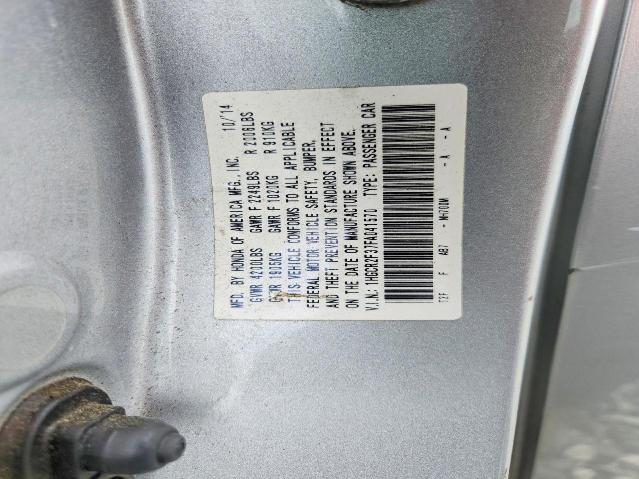 2015 Honda Accord Lx Silver vin: 1HGCR2F37FA041570