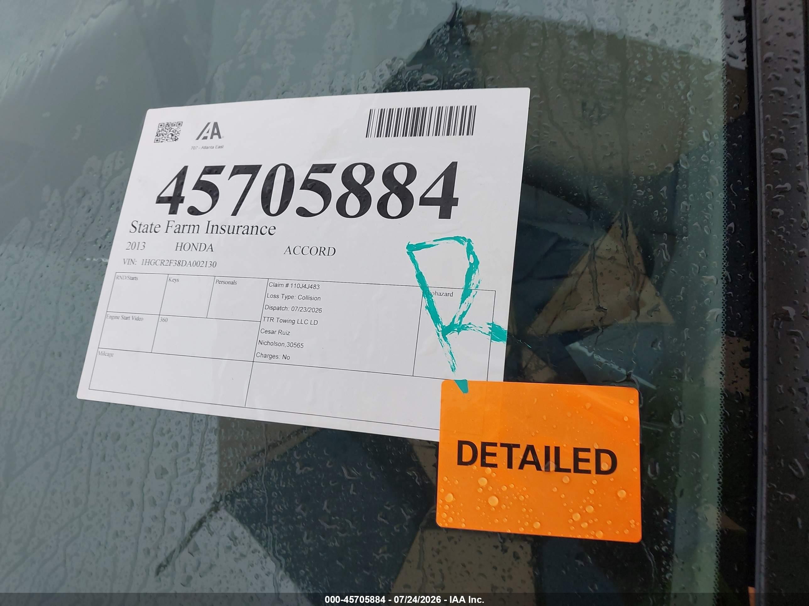 2013 Honda Accord Lx Серый vin: 1HGCR2F38DA002130
