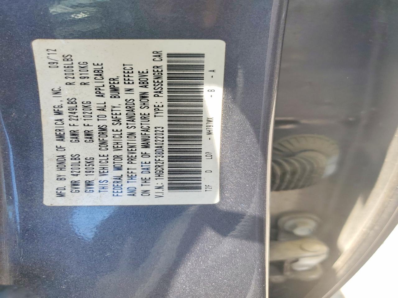 2013 Honda Accord Lx Gray vin: 1HGCR2F38DA022023
