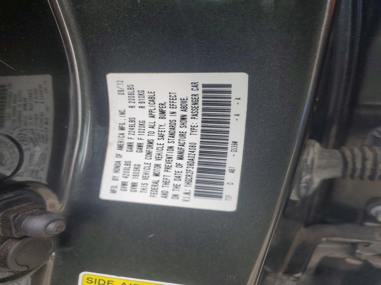 2013 Honda Accord Lx Gray vin: 1HGCR2F38DA024080