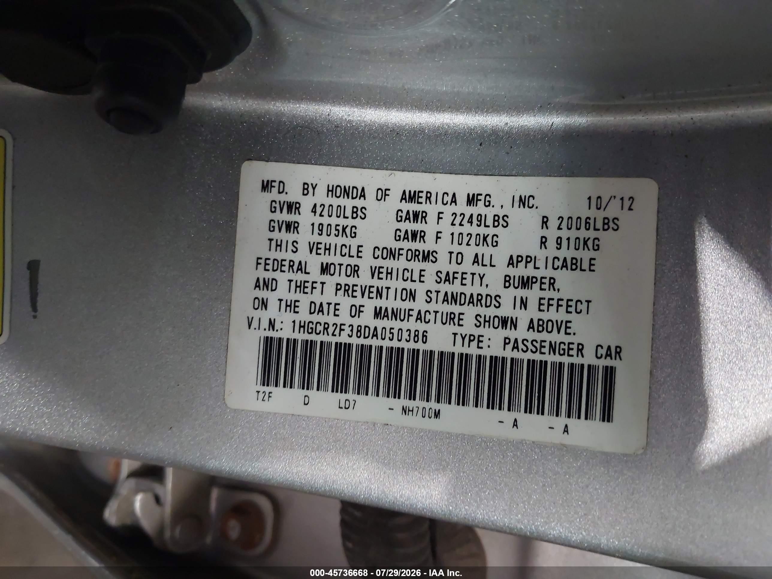 2013 Honda Accord Lx Silver vin: 1HGCR2F38DA050386