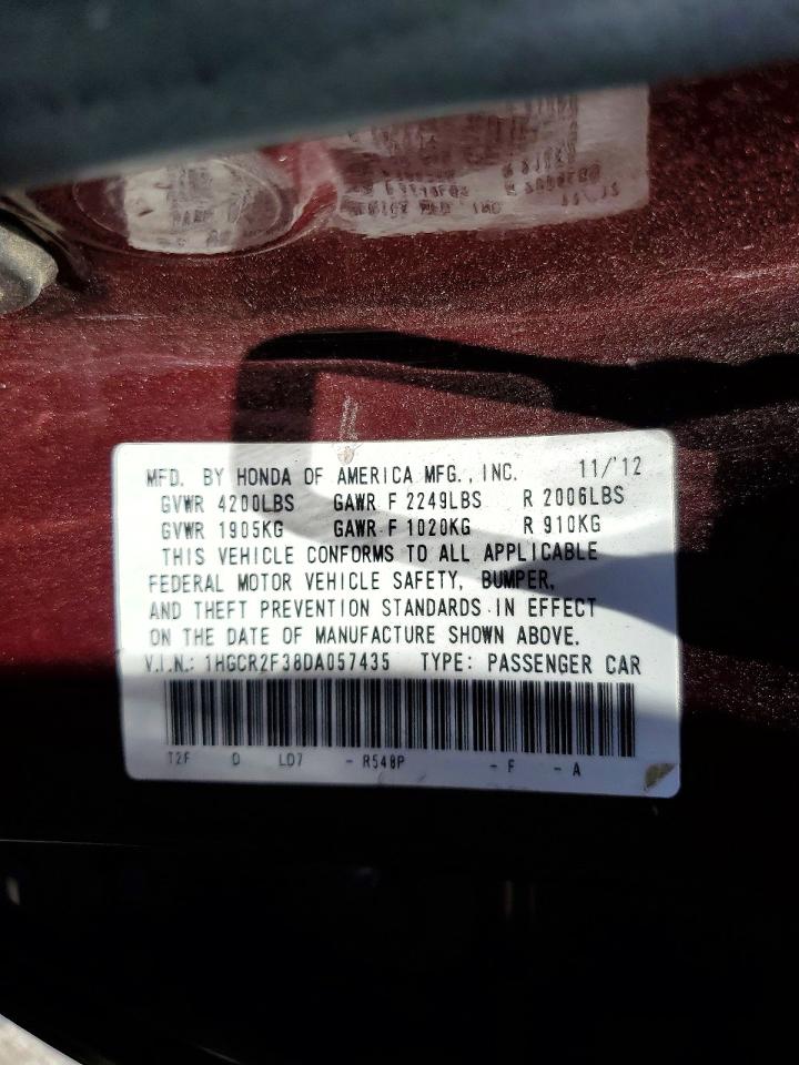 2013 Honda Accord Burgundy vin: 1HGCR2F38DA057435