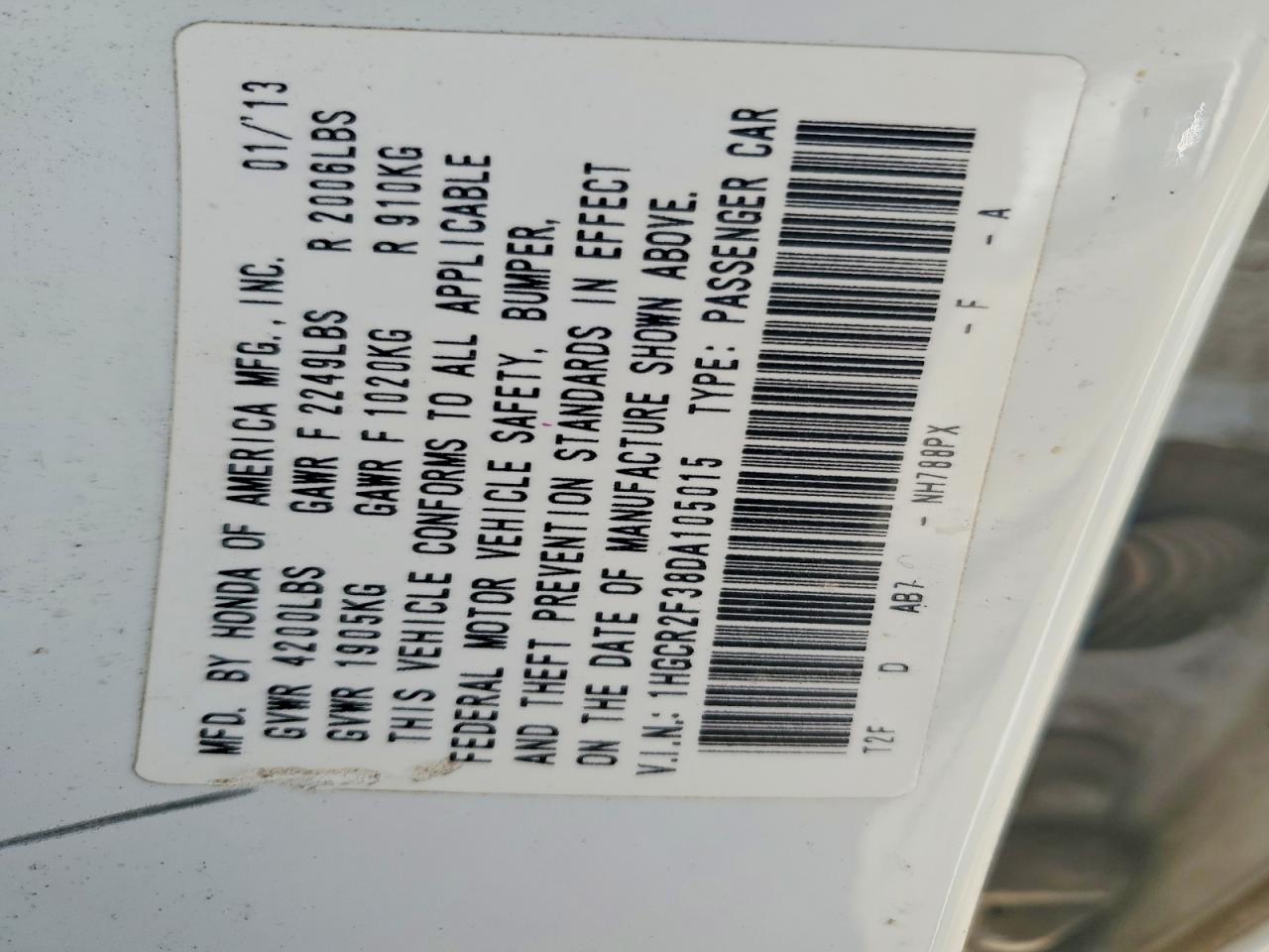 2013 Honda Accord Lx White vin: 1HGCR2F38DA105015