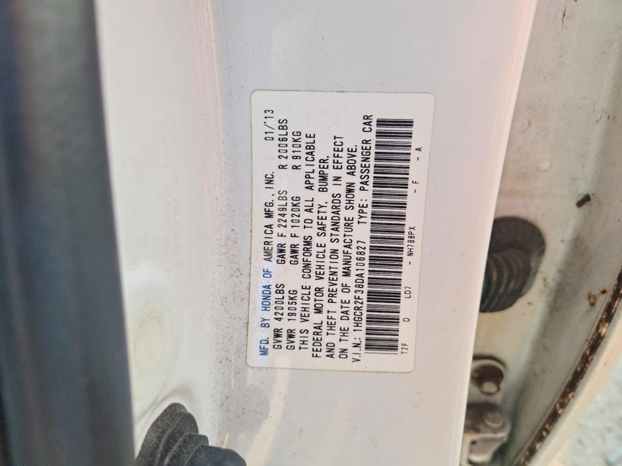 2013 Honda Accord Lx White vin: 1HGCR2F38DA106827