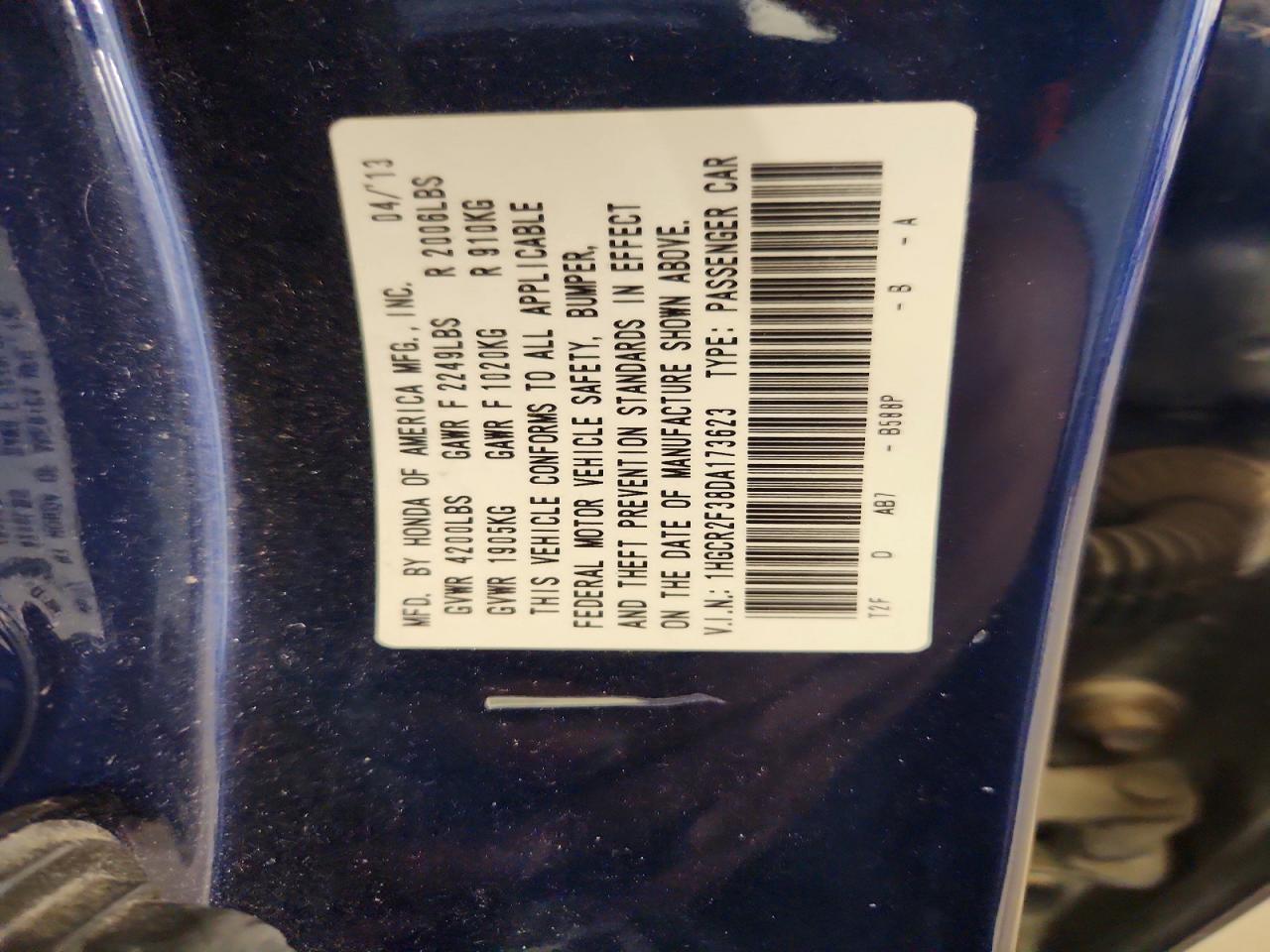 2013 Honda Accord Lx Blue vin: 1HGCR2F38DA173623