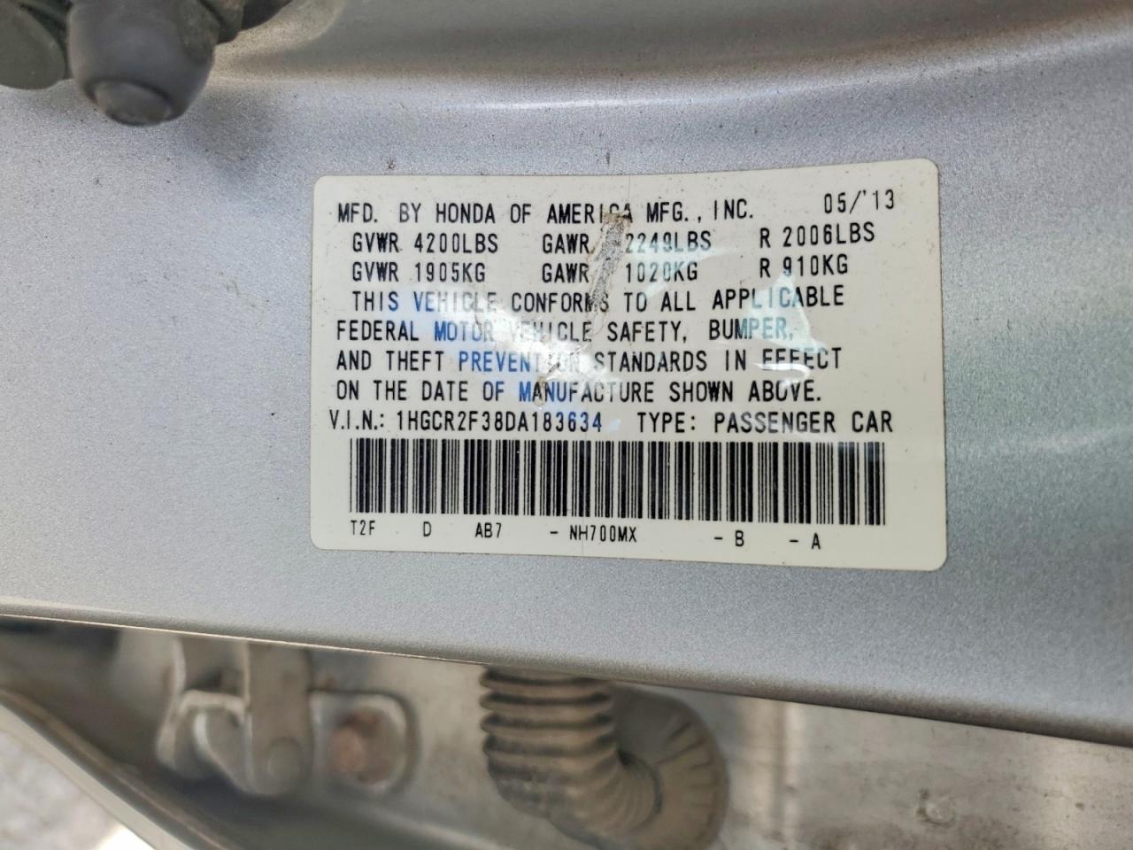 2013 Honda Accord Lx Silver vin: 1HGCR2F38DA183634