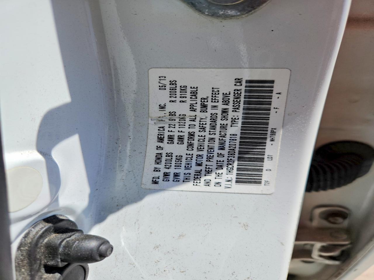 2013 Honda Accord Lx White vin: 1HGCR2F38DA207818