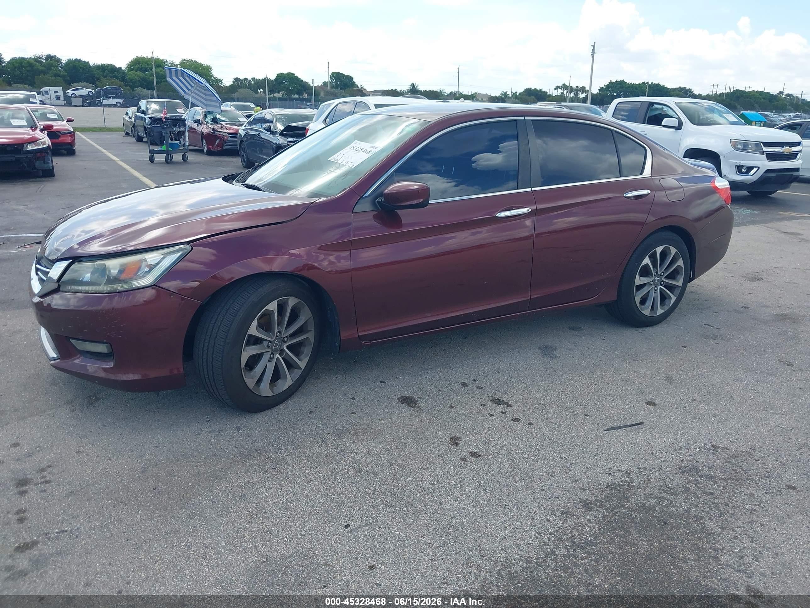 2013 Honda Accord Lx Burgundy vin: 1HGCR2F38DA266836