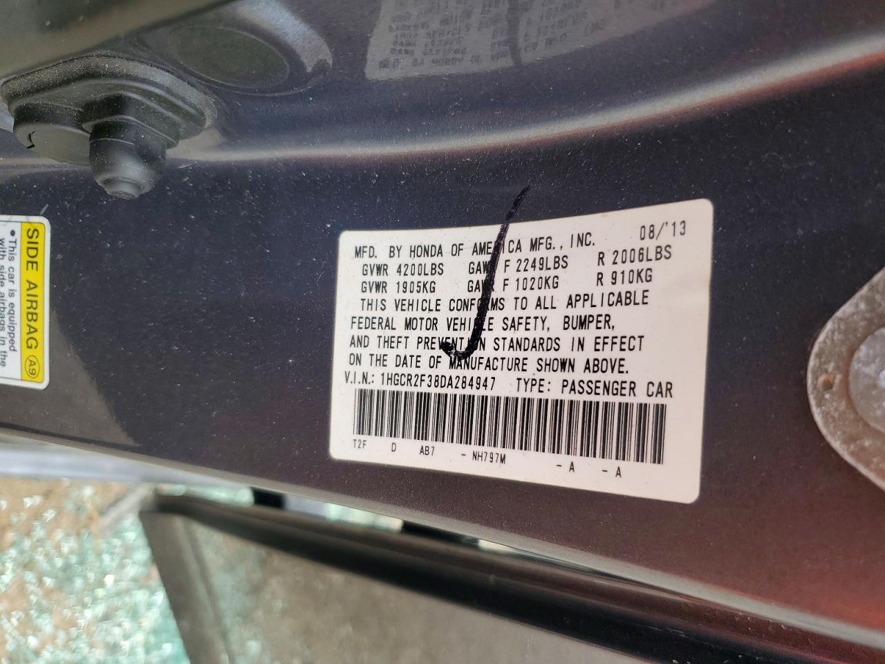 2013 Honda Accord Lx Charcoal vin: 1HGCR2F38DA284947