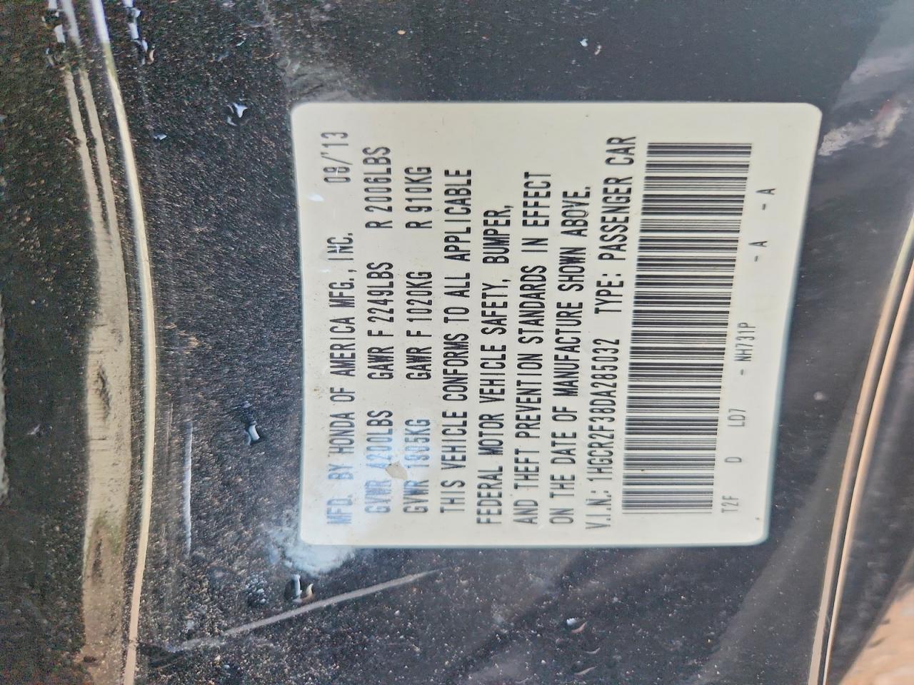 2013 Honda Accord Lx Black vin: 1HGCR2F38DA285032