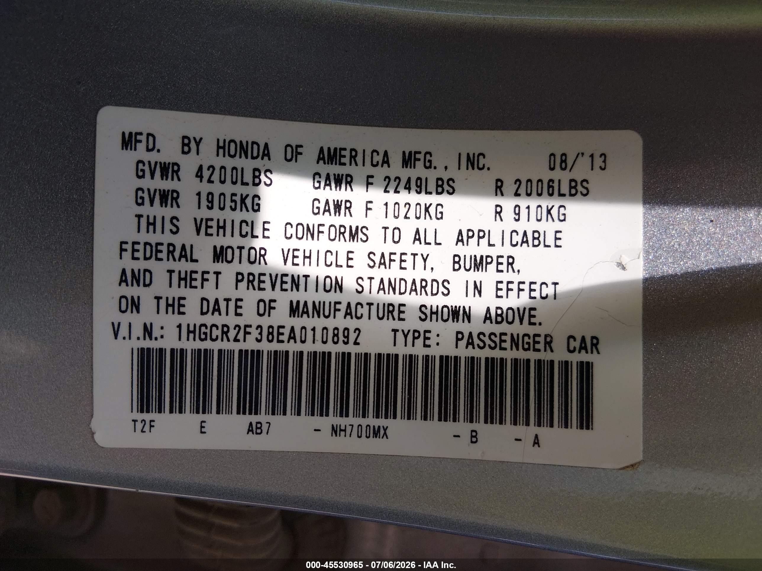 2014 Honda Accord Lx Silver vin: 1HGCR2F38EA010892