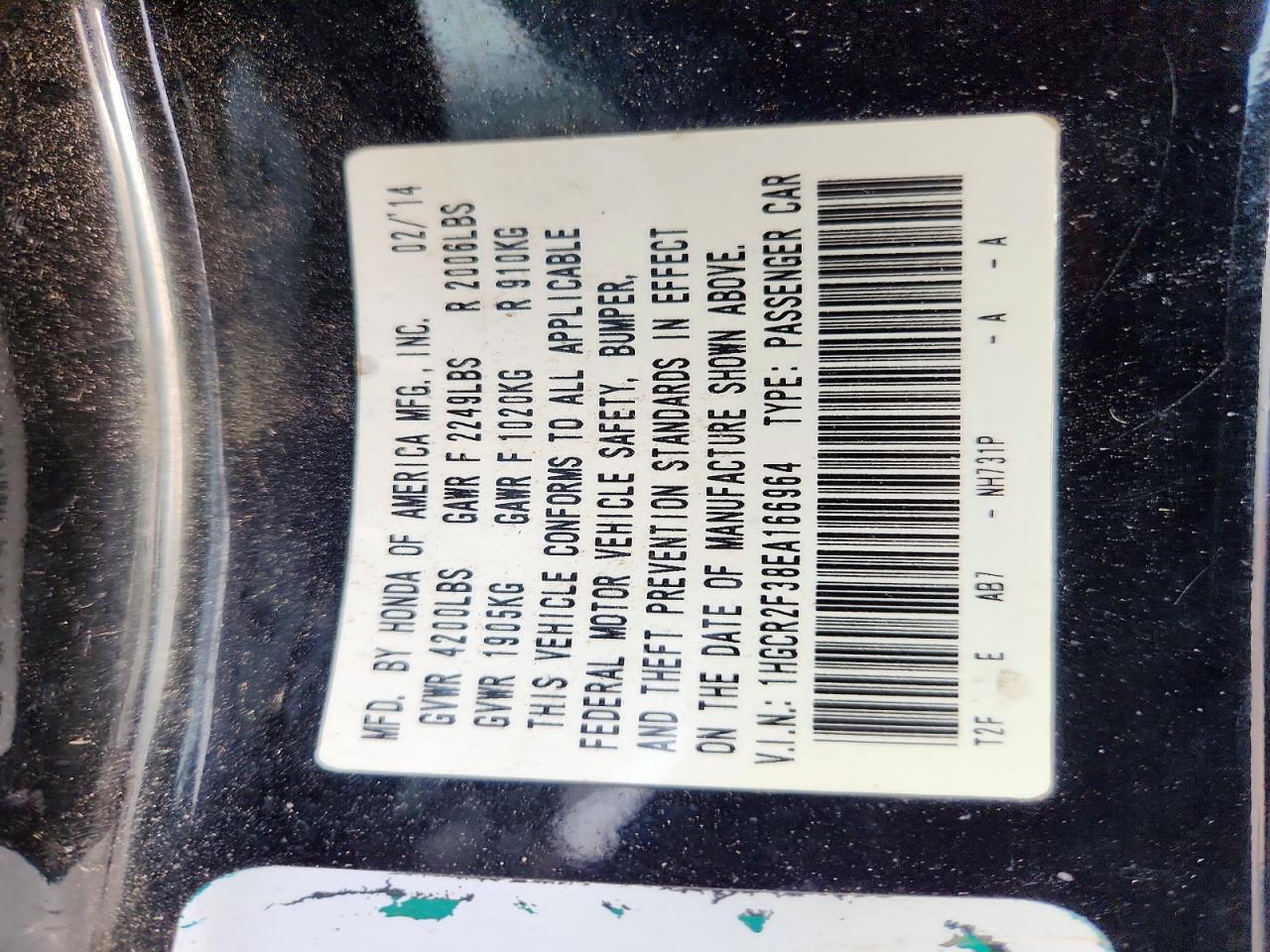 2014 Honda Accord Lx Black vin: 1HGCR2F38EA166964