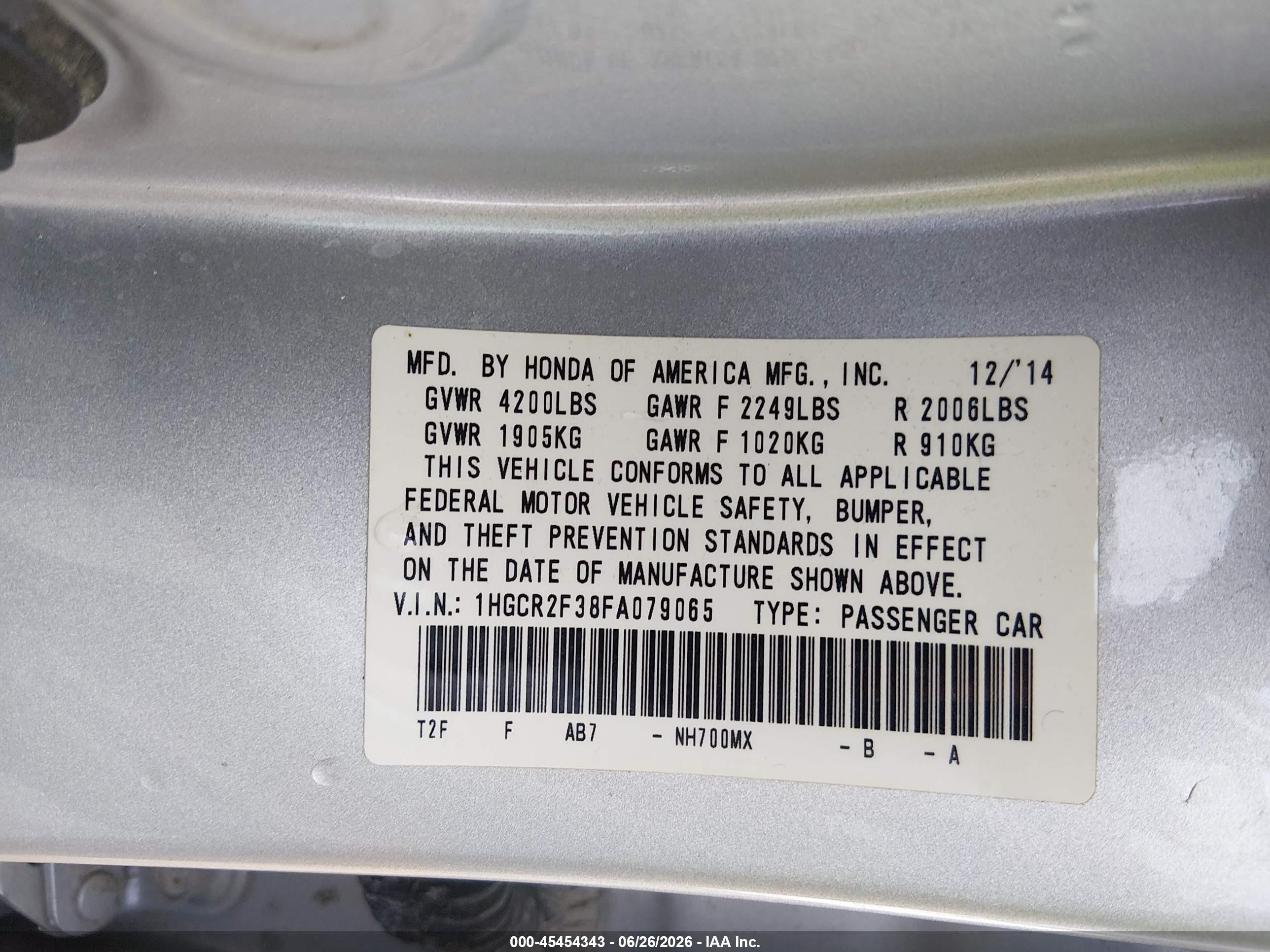 2015 Honda Accord Lx Silver vin: 1HGCR2F38FA079065