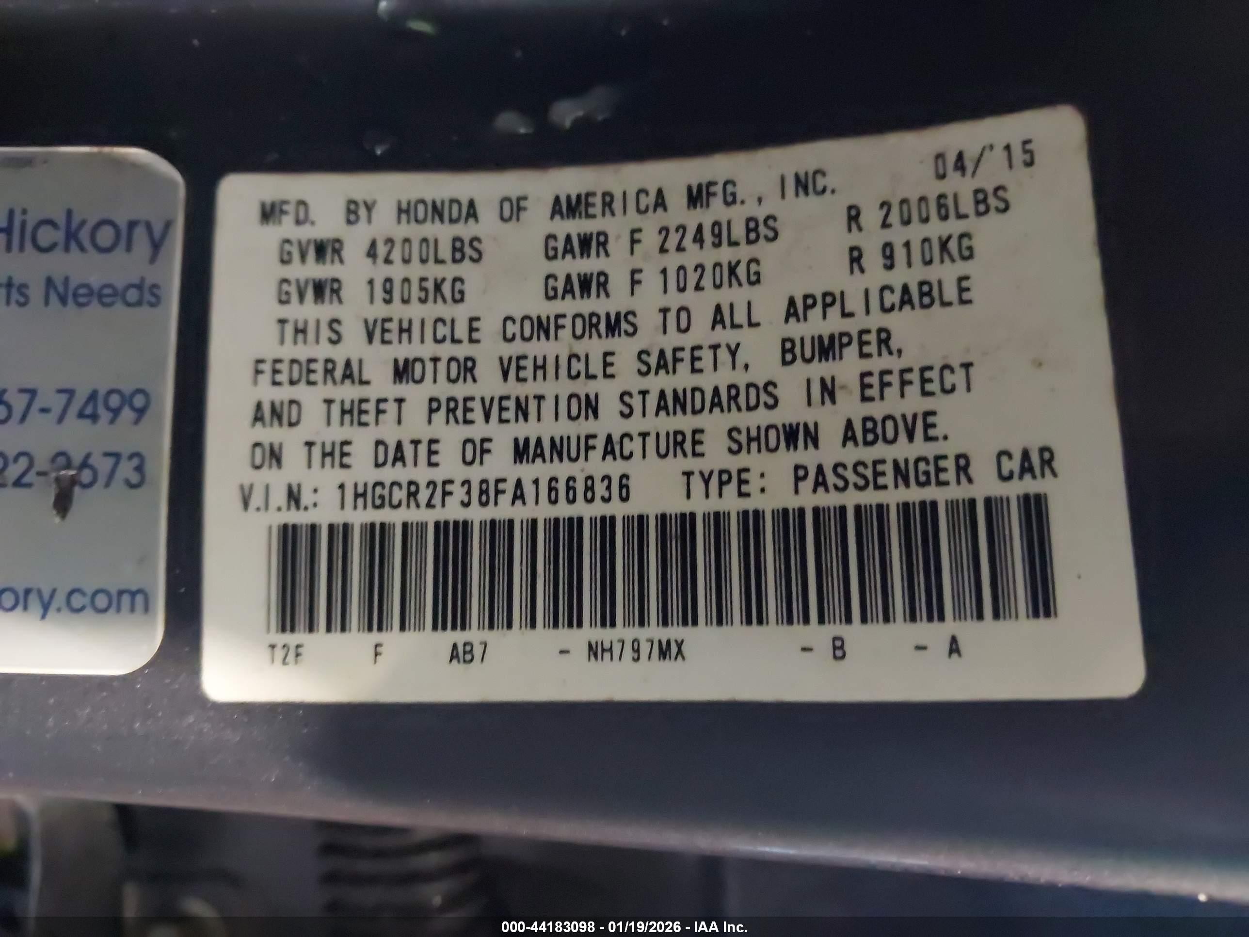 2015 Honda Accord Lx Gray vin: 1HGCR2F38FA166836