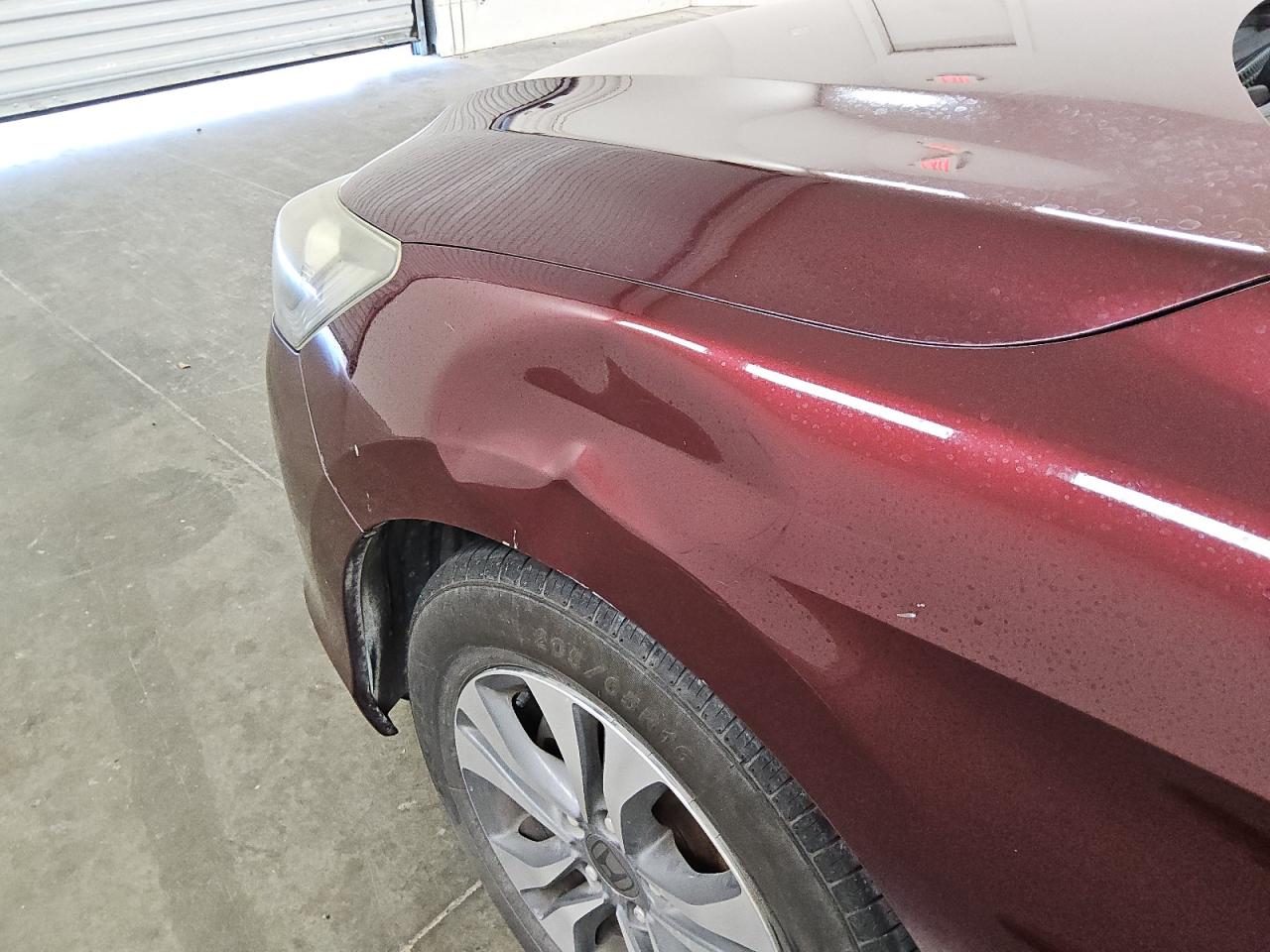2015 Honda Accord Burgundy vin: 1HGCR2F38FA223780 Damage: Left Front Fender, Dent(S) W/ Paint Dmg, > 12 Inches