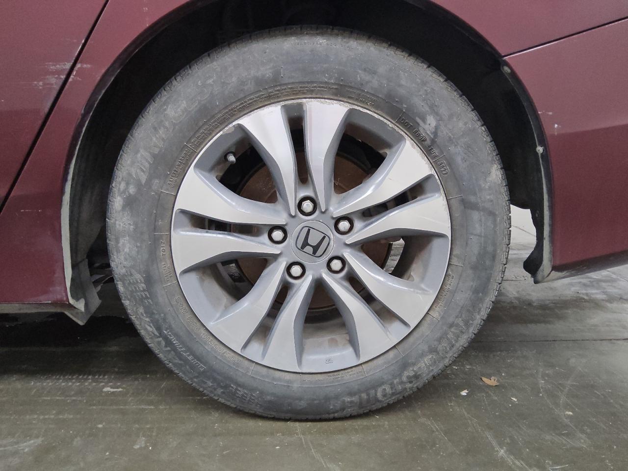 2015 Honda Accord Burgundy vin: 1HGCR2F38FA223780 Damage: Left Rear Wheel, Curb Rash, > 12 Inches