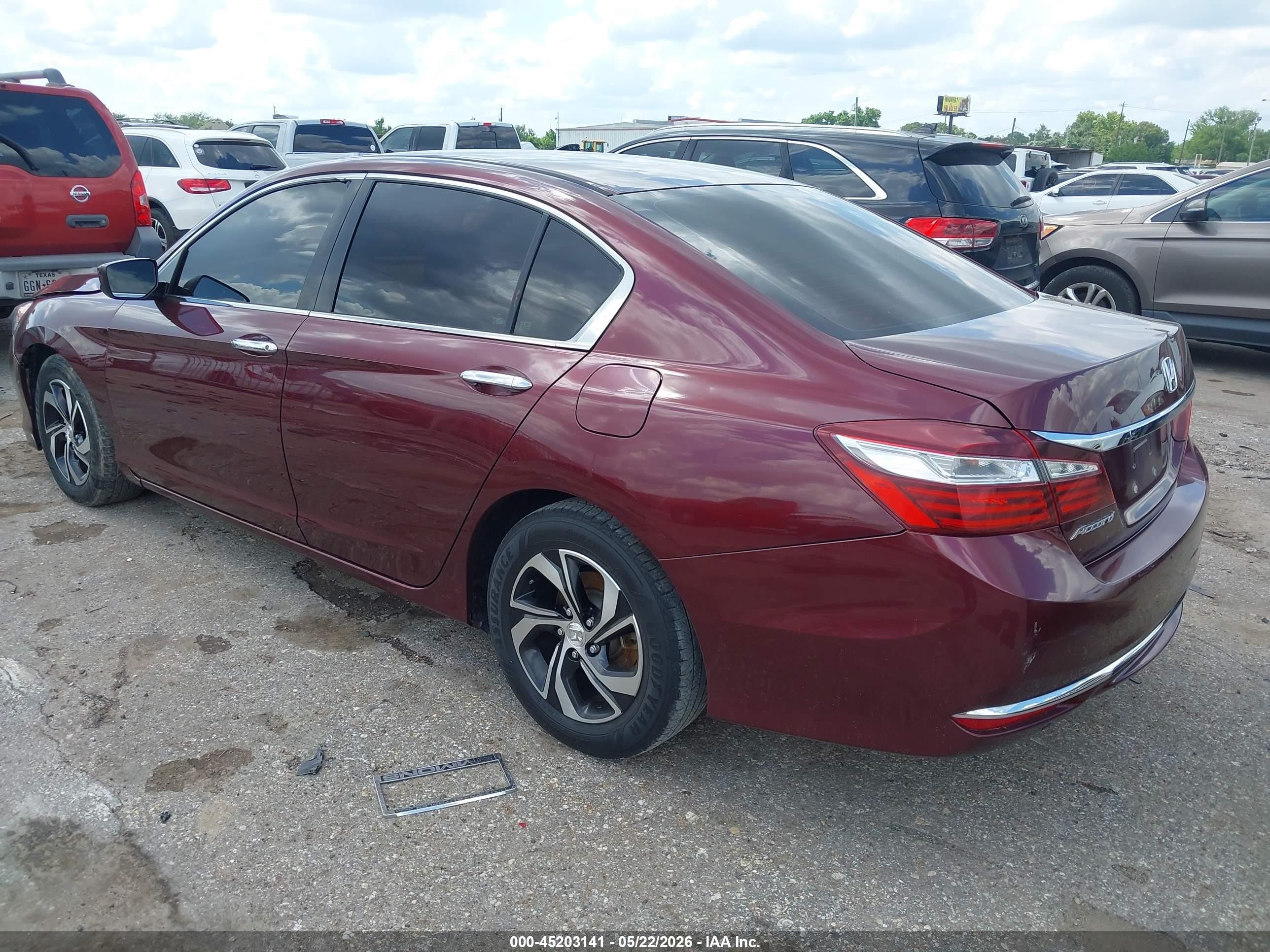2016 Honda Accord Lx Темно-бордовый vin: 1HGCR2F38GA190958