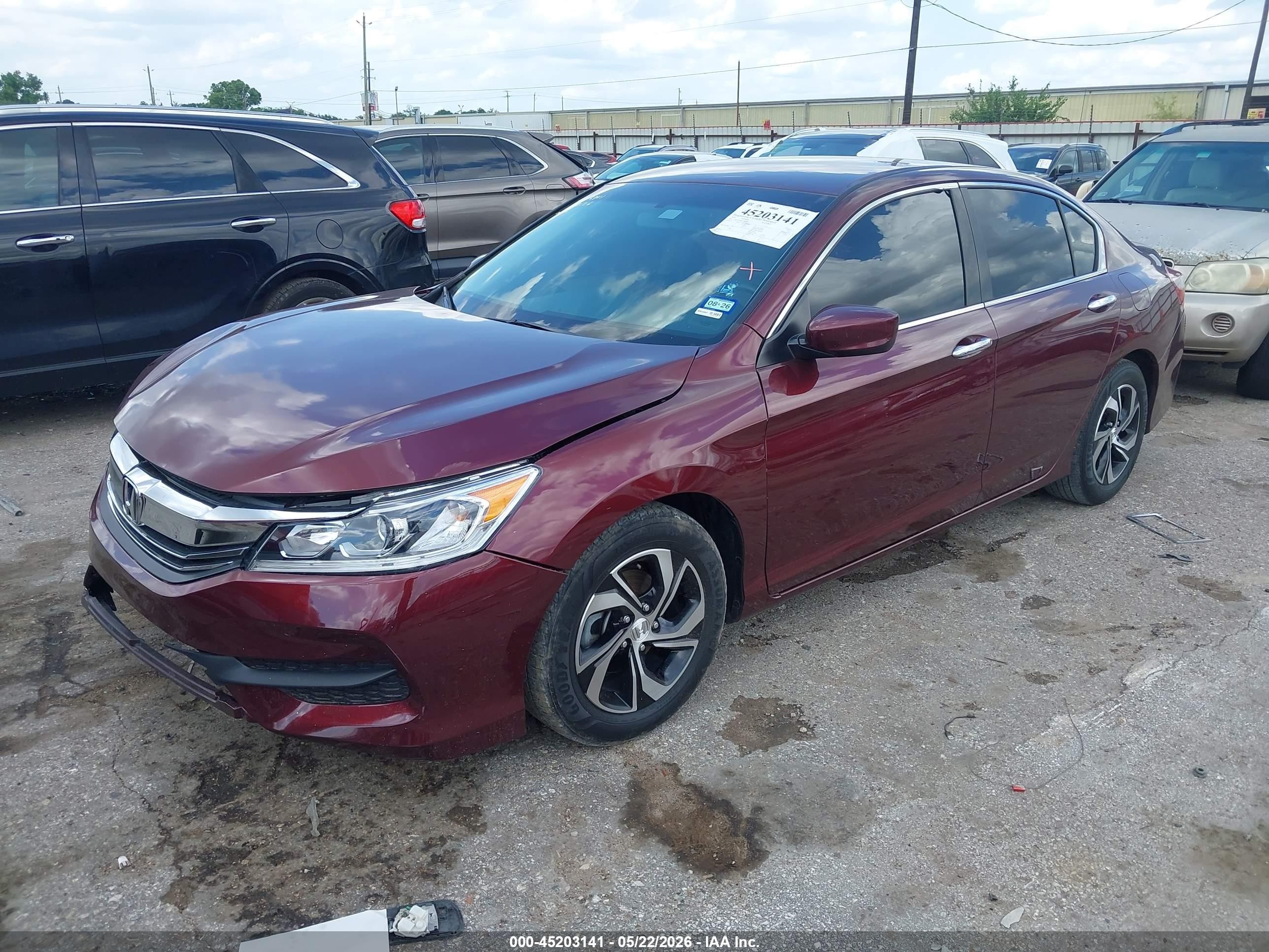2016 Honda Accord Lx Темно-бордовый vin: 1HGCR2F38GA190958