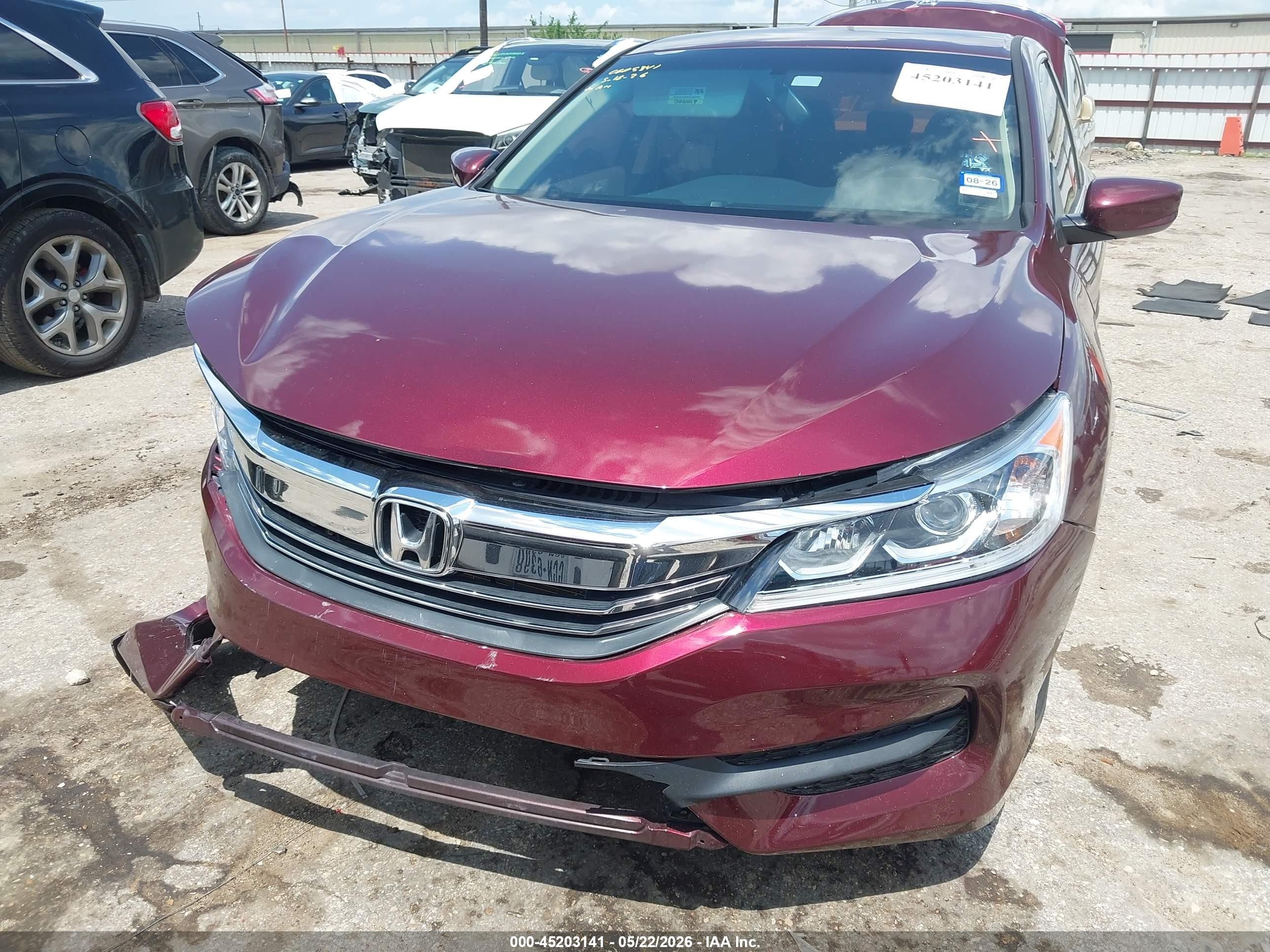 2016 Honda Accord Lx Темно-бордовый vin: 1HGCR2F38GA190958