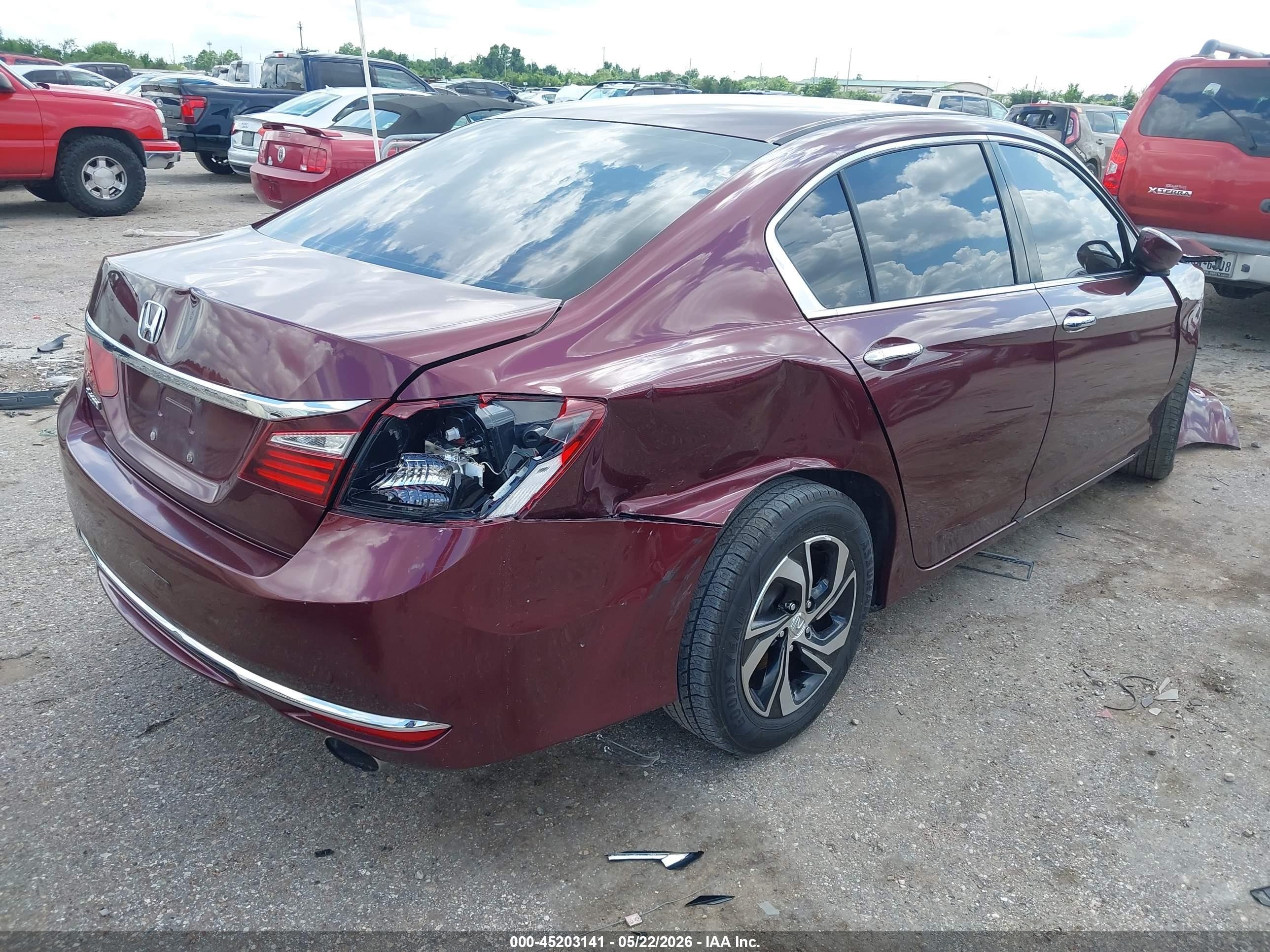 2016 Honda Accord Lx Темно-бордовый vin: 1HGCR2F38GA190958