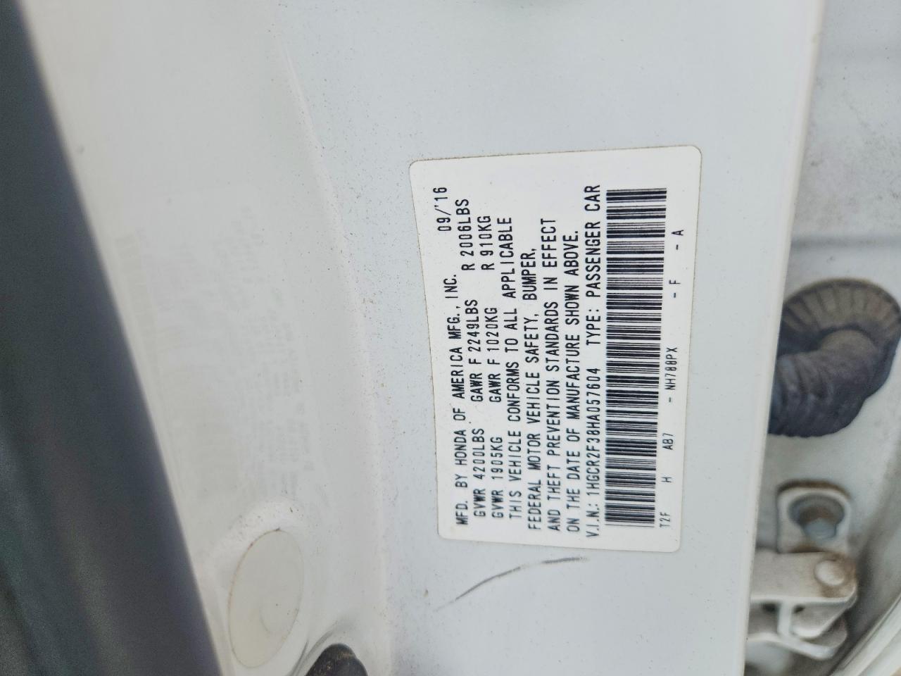 2017 Honda Accord Lx White vin: 1HGCR2F38HA057604