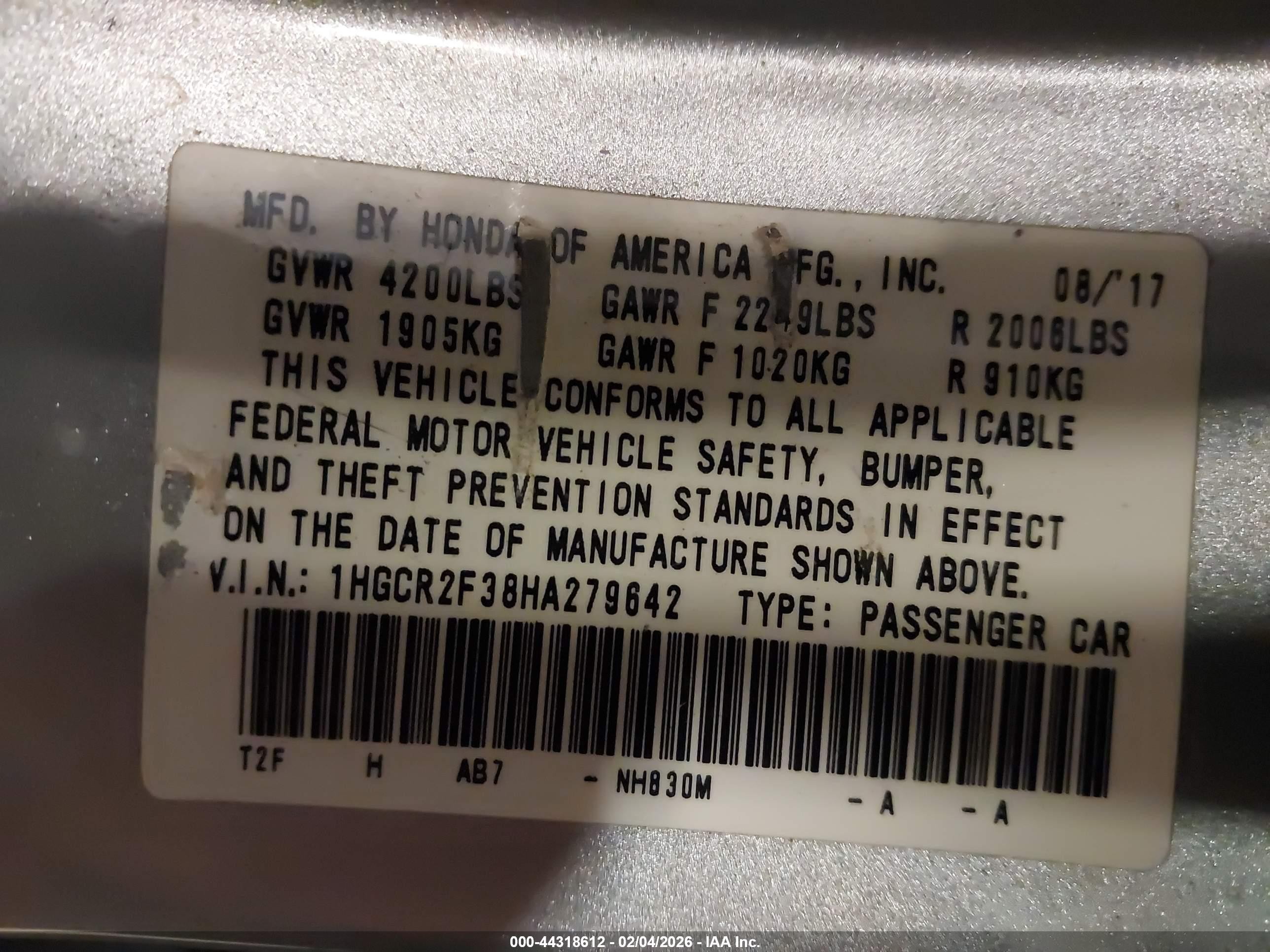 2017 Honda Accord Lx Silver vin: 1HGCR2F38HA279642