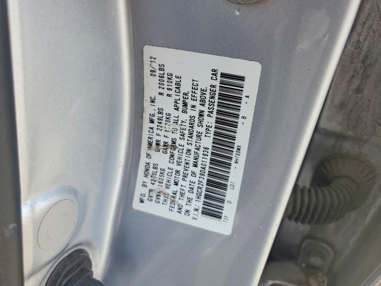 2013 Honda Accord Lx Silver vin: 1HGCR2F39DA011936