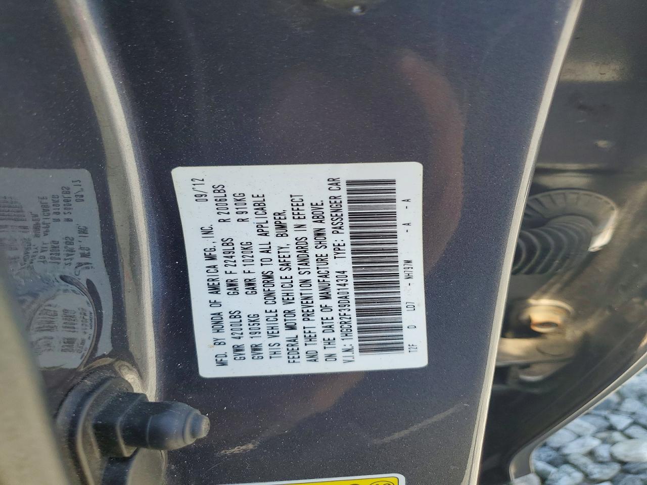 2013 Honda Accord Lx Gray vin: 1HGCR2F39DA014304
