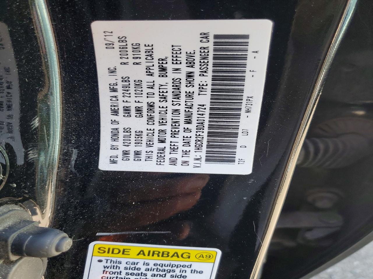 2013 Honda Accord Lx Black vin: 1HGCR2F39DA014724