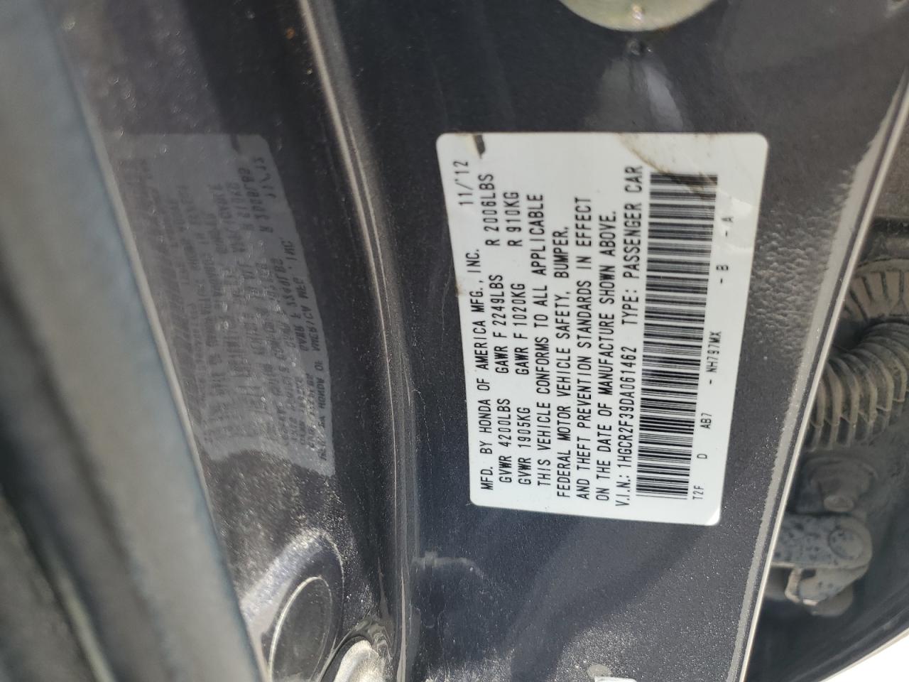 2013 Honda Accord Lx Black vin: 1HGCR2F39DA061462