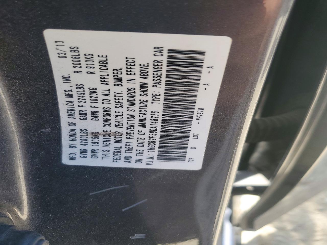 2013 Honda Accord Lx Black vin: 1HGCR2F39DA148276