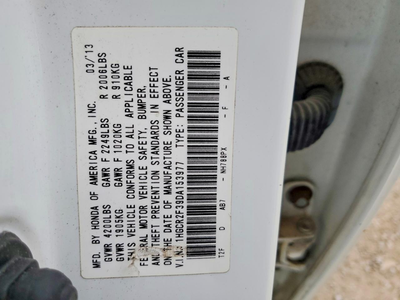 2013 Honda Accord Lx White vin: 1HGCR2F39DA153977