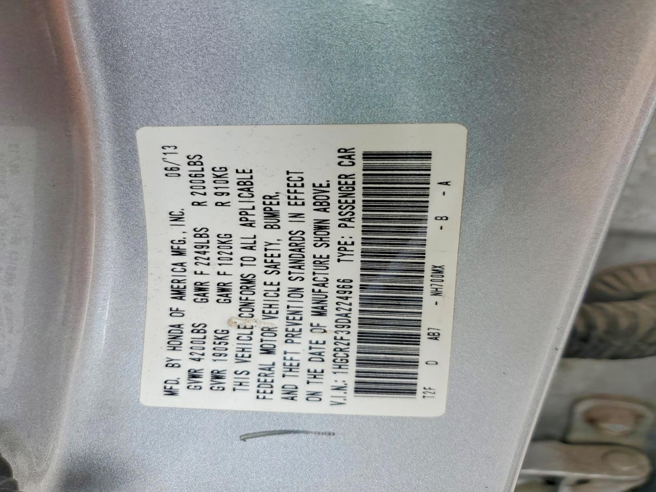 2013 Honda Accord Lx Silver vin: 1HGCR2F39DA224966