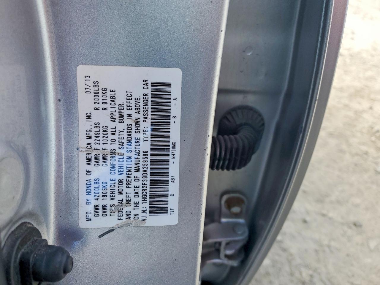 2013 Honda Accord Lx Silver vin: 1HGCR2F39DA259586