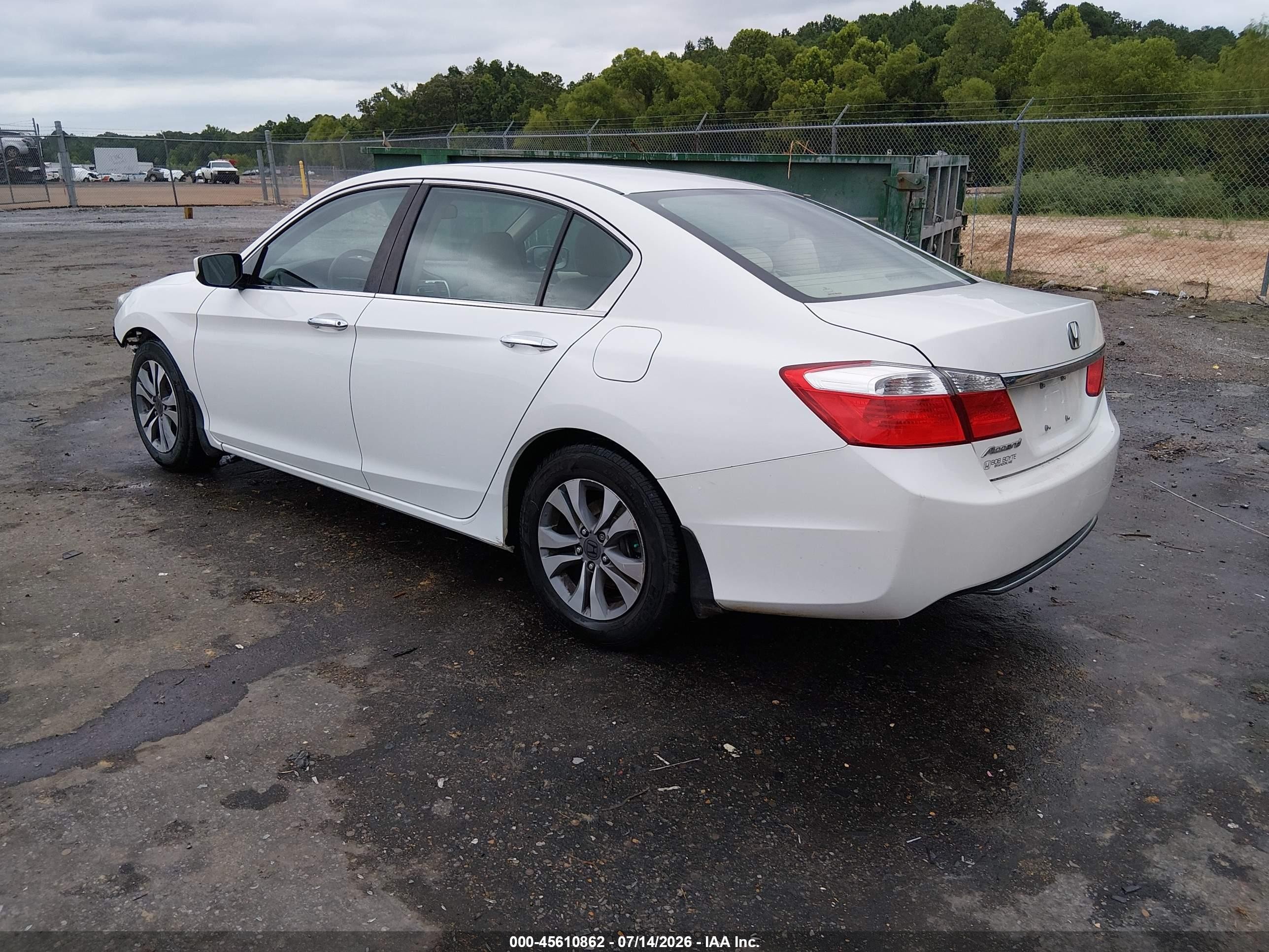 2013 Honda Accord Lx White vin: 1HGCR2F39DA264089