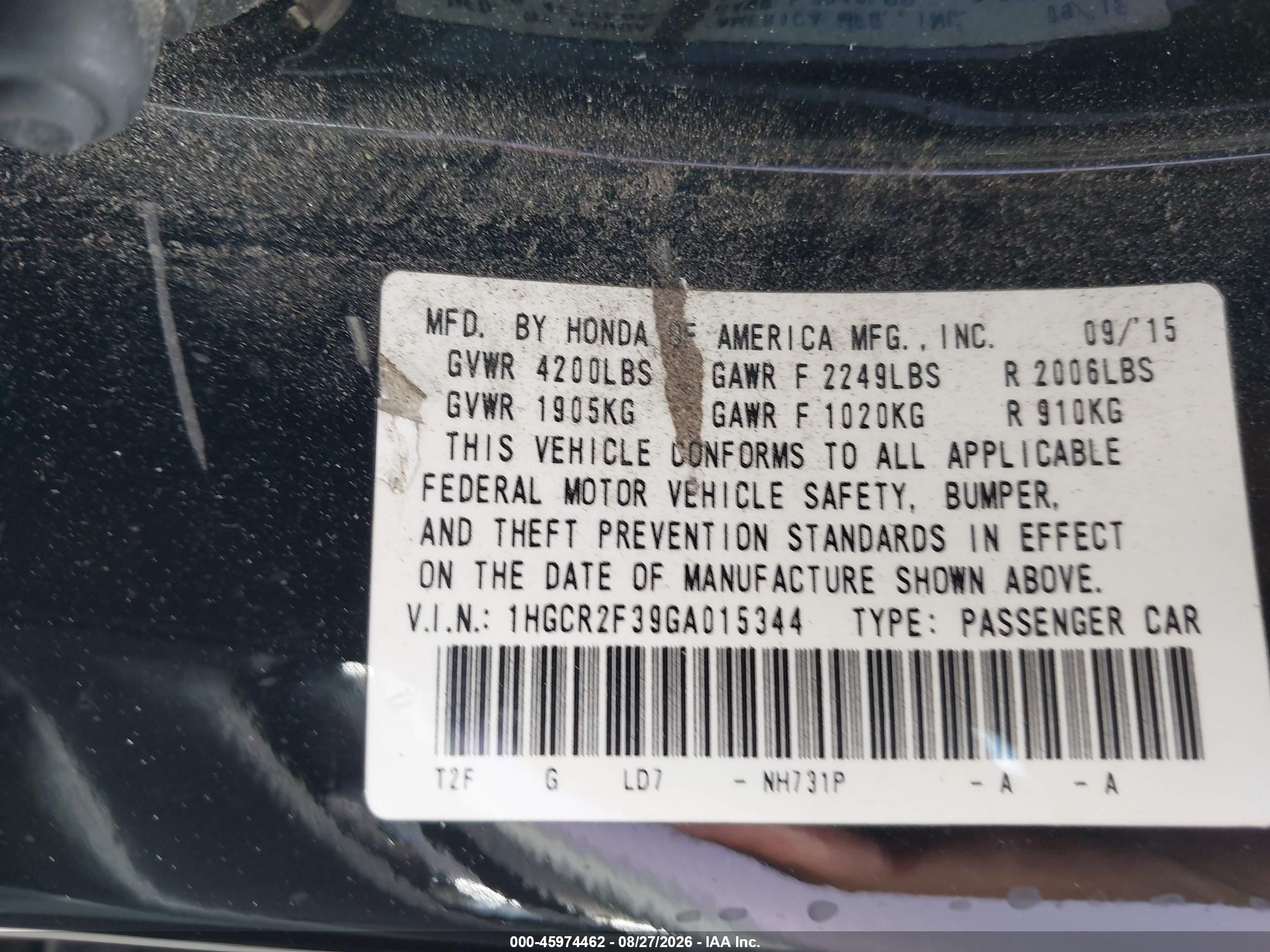 2016 Honda Accord Lx Black vin: 1HGCR2F39GA015344