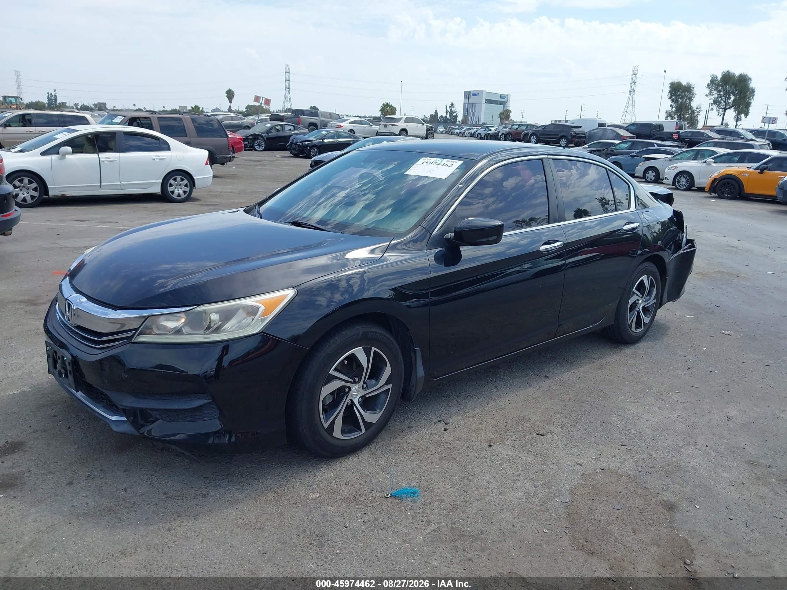 2016 Honda Accord Lx Black vin: 1HGCR2F39GA015344