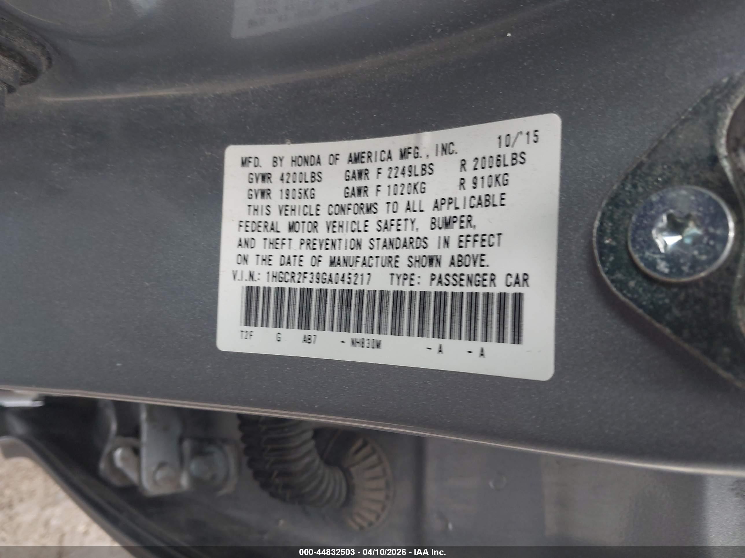 2016 Honda Accord Lx Серебряный vin: 1HGCR2F39GA045217