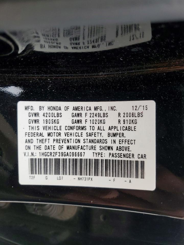 2016 Honda Accord Lx Black vin: 1HGCR2F39GA096667