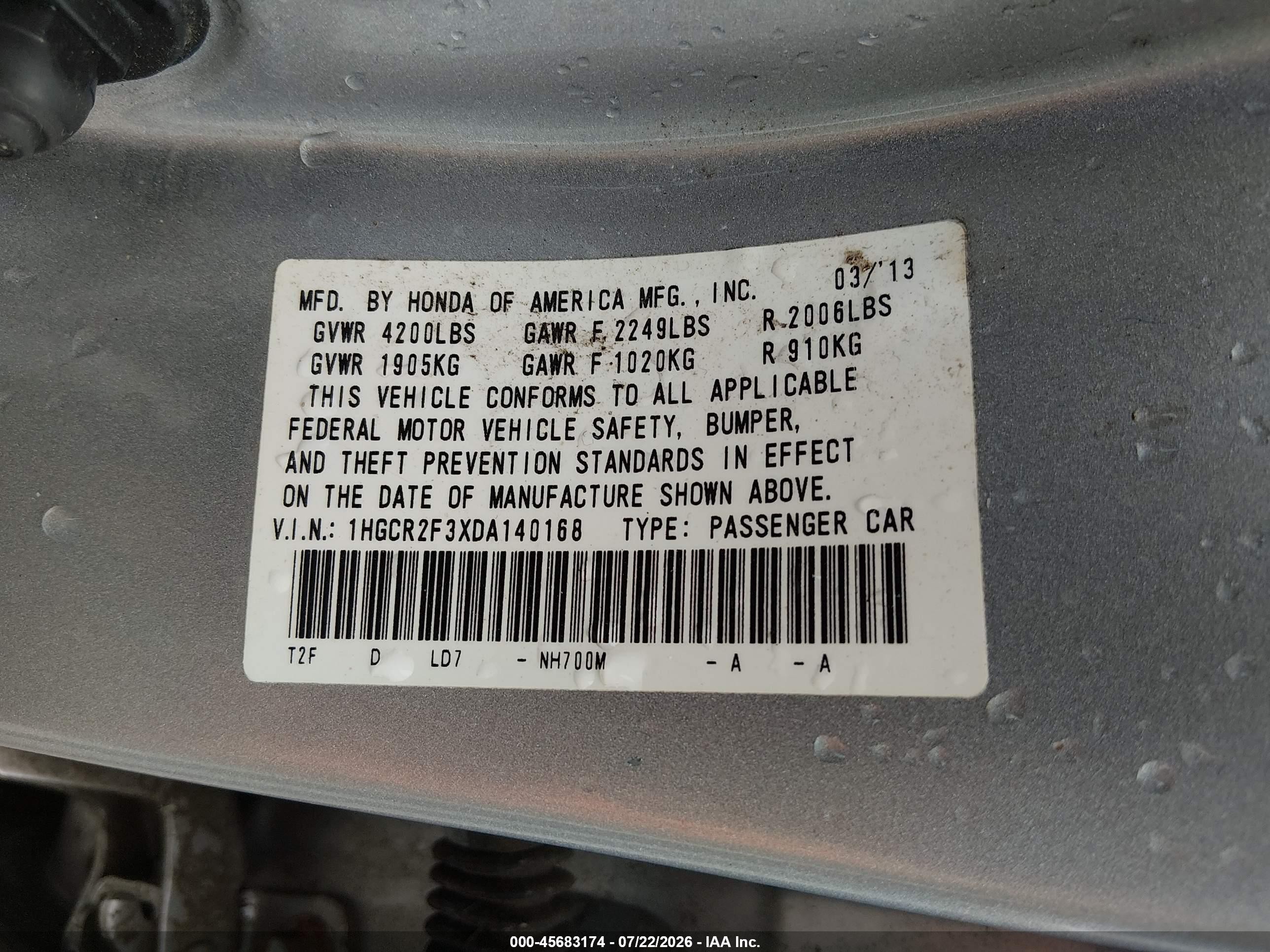 2013 Honda Accord Lx Silver vin: 1HGCR2F3XDA140168