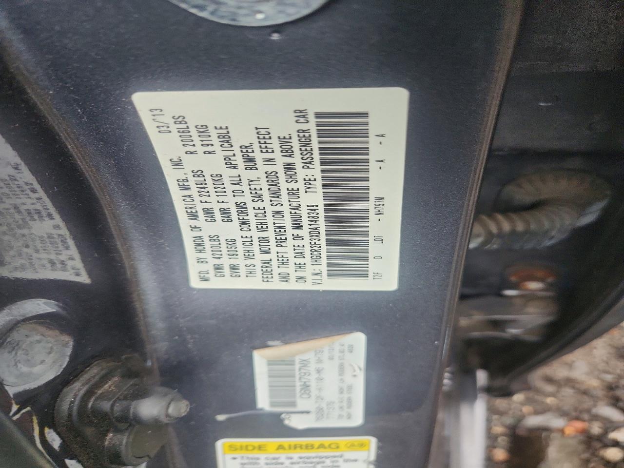 2013 Honda Accord Lx Серый vin: 1HGCR2F3XDA148349