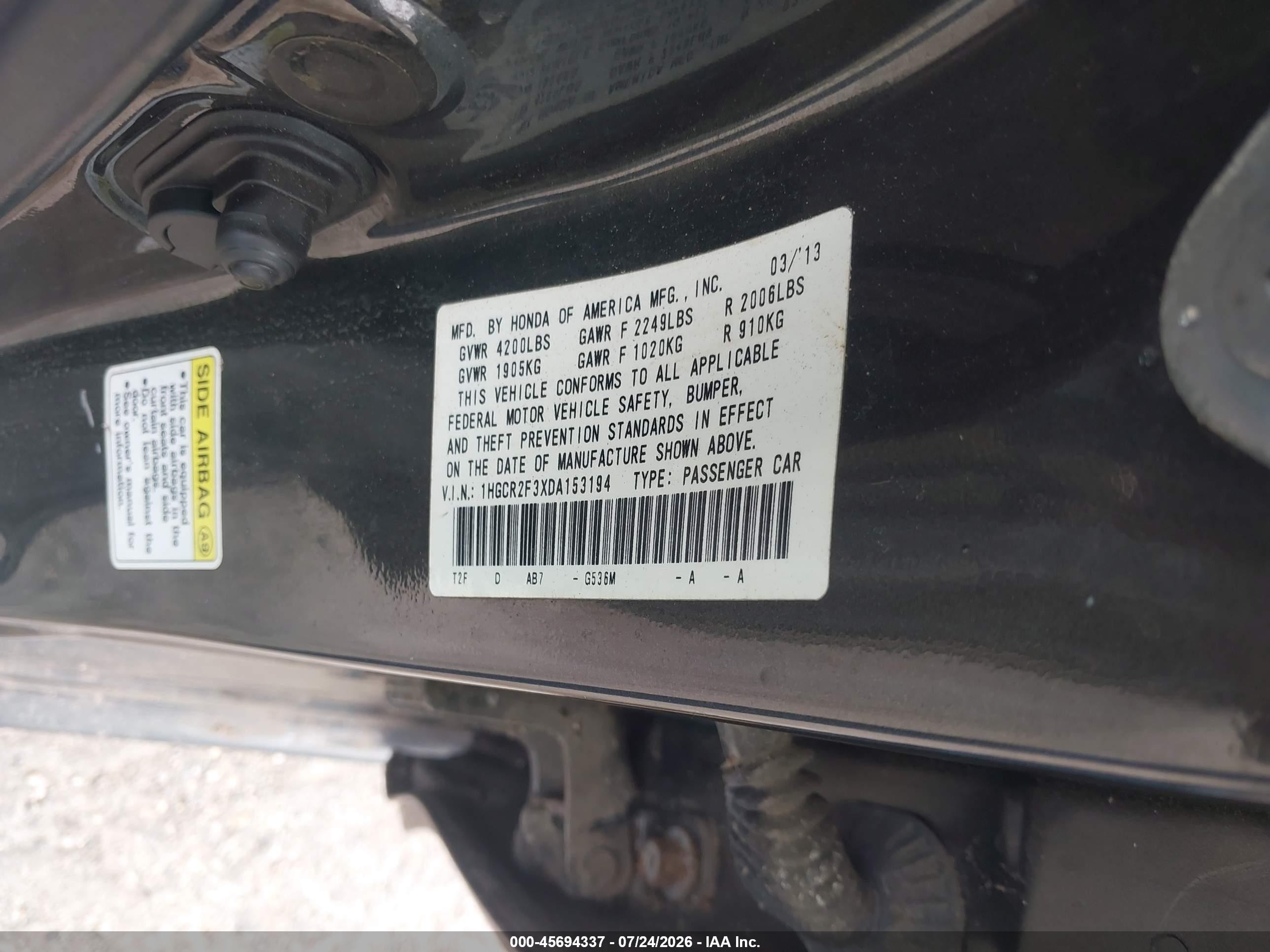 2013 Honda Accord Lx Black vin: 1HGCR2F3XDA153194