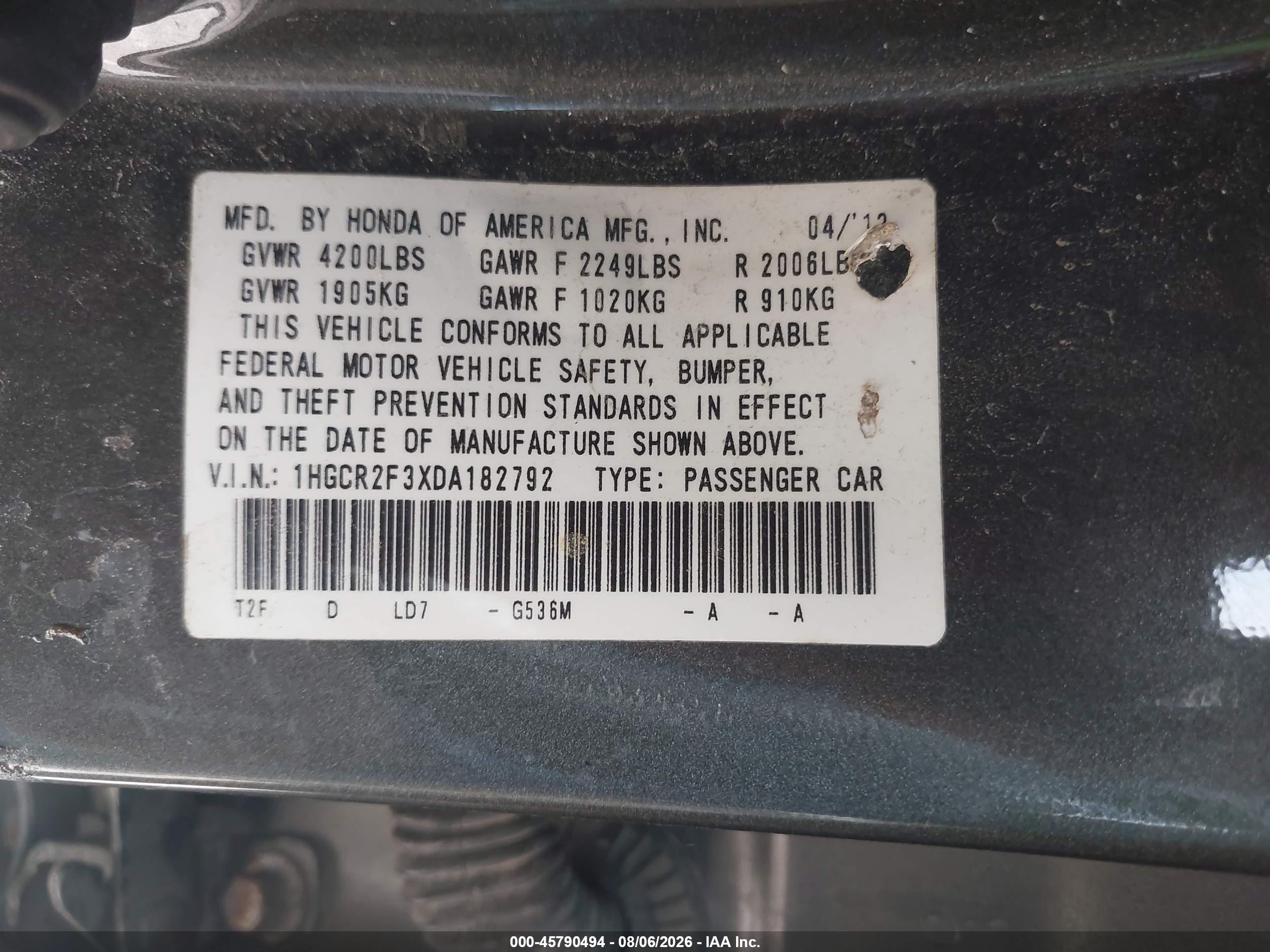 2013 Honda Accord Lx Black vin: 1HGCR2F3XDA182792