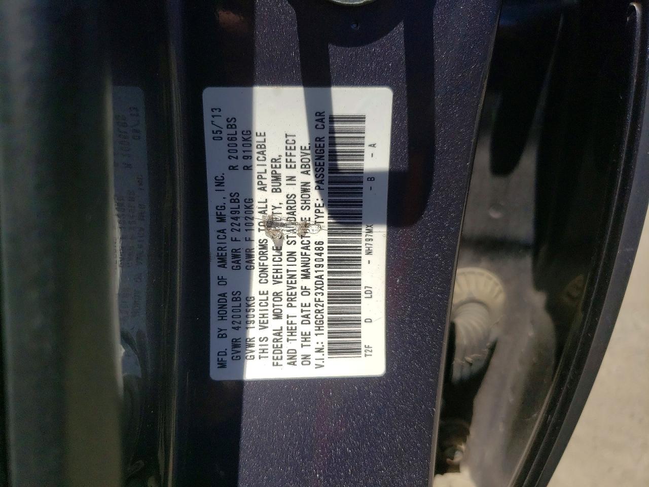 2013 Honda Accord Lx Gray vin: 1HGCR2F3XDA190486