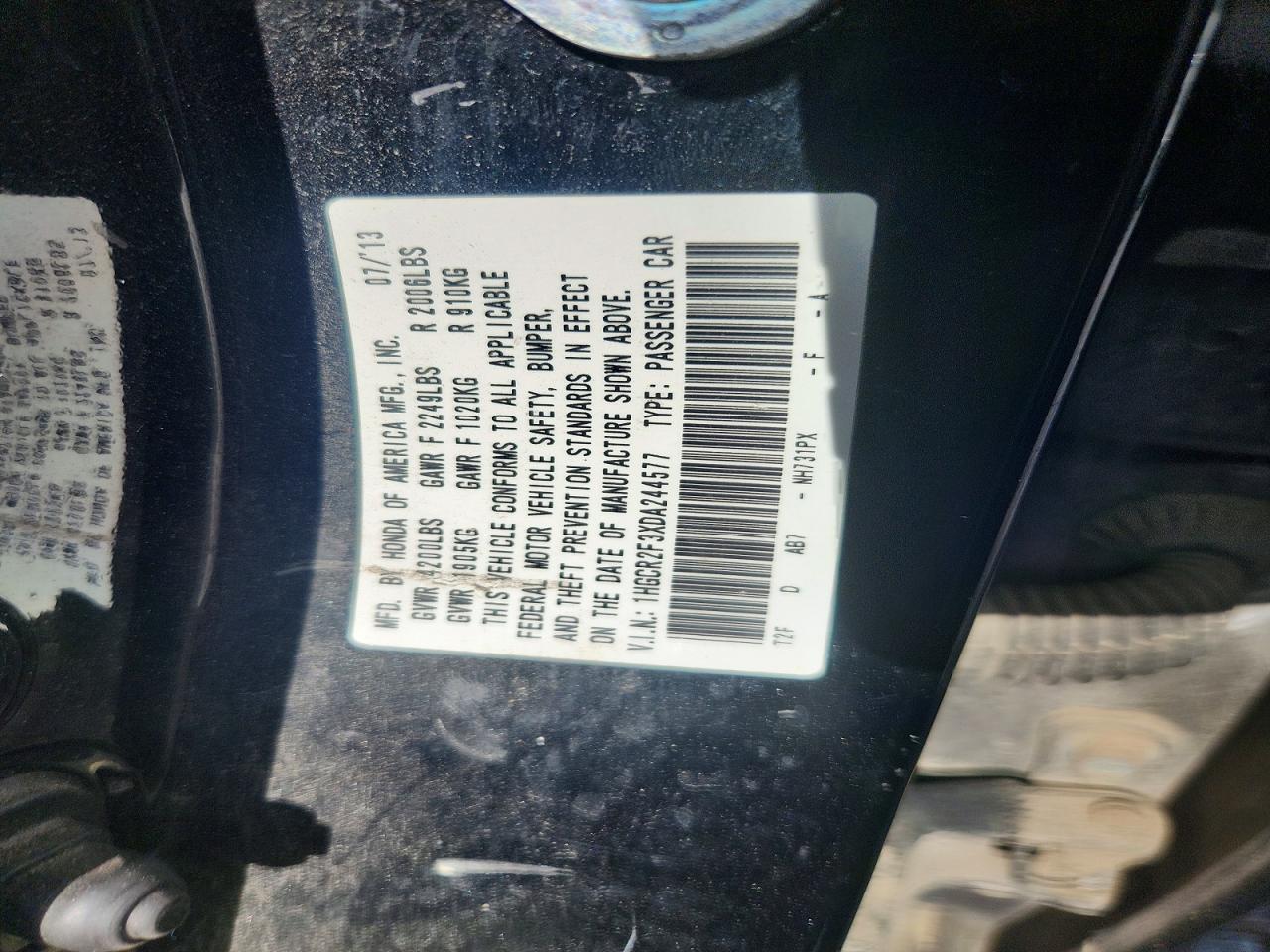 2013 Honda Accord Lx Black vin: 1HGCR2F3XDA244577