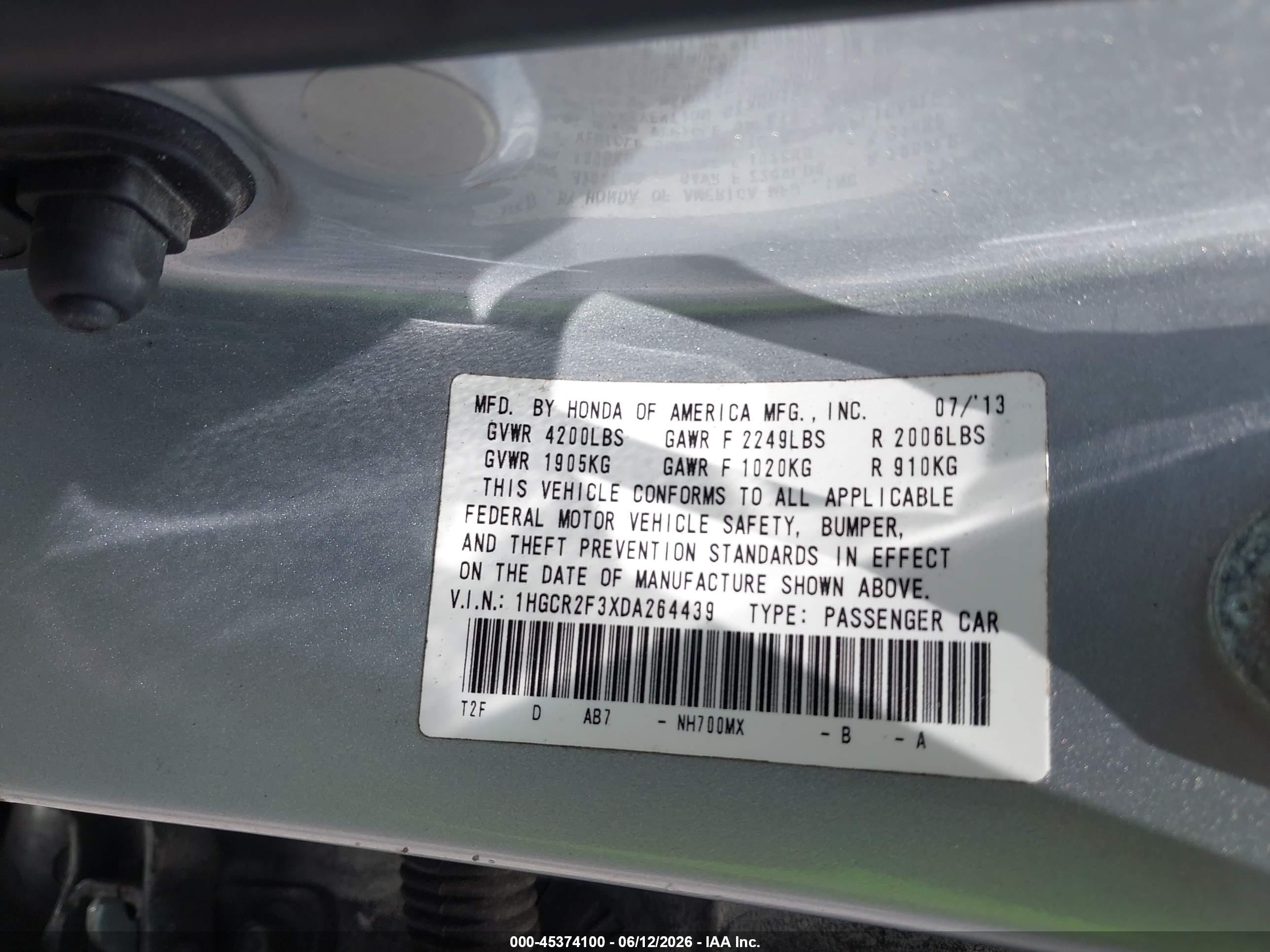 2013 Honda Accord Lx Silver vin: 1HGCR2F3XDA264439