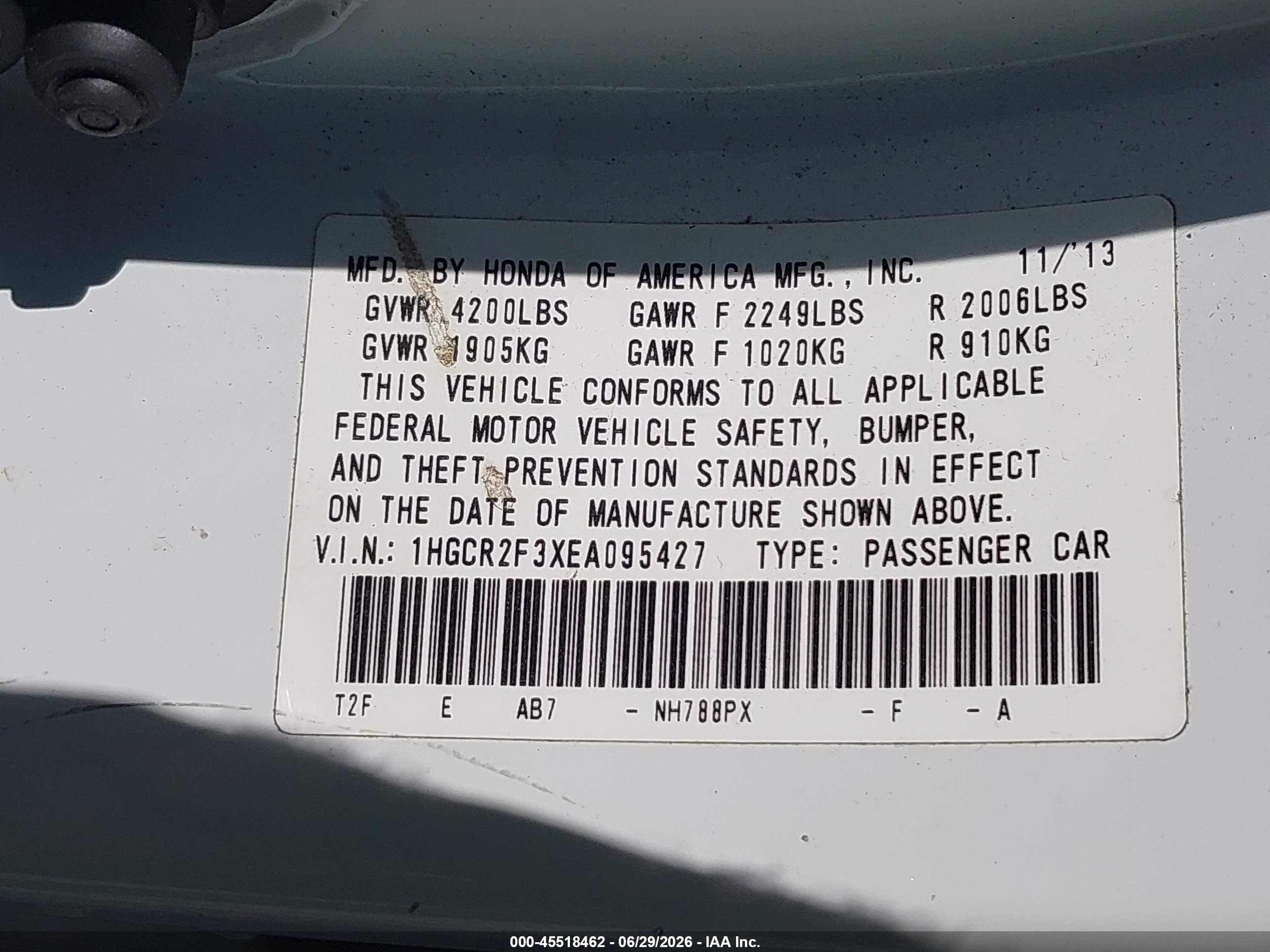 2014 Honda Accord Lx White vin: 1HGCR2F3XEA095427